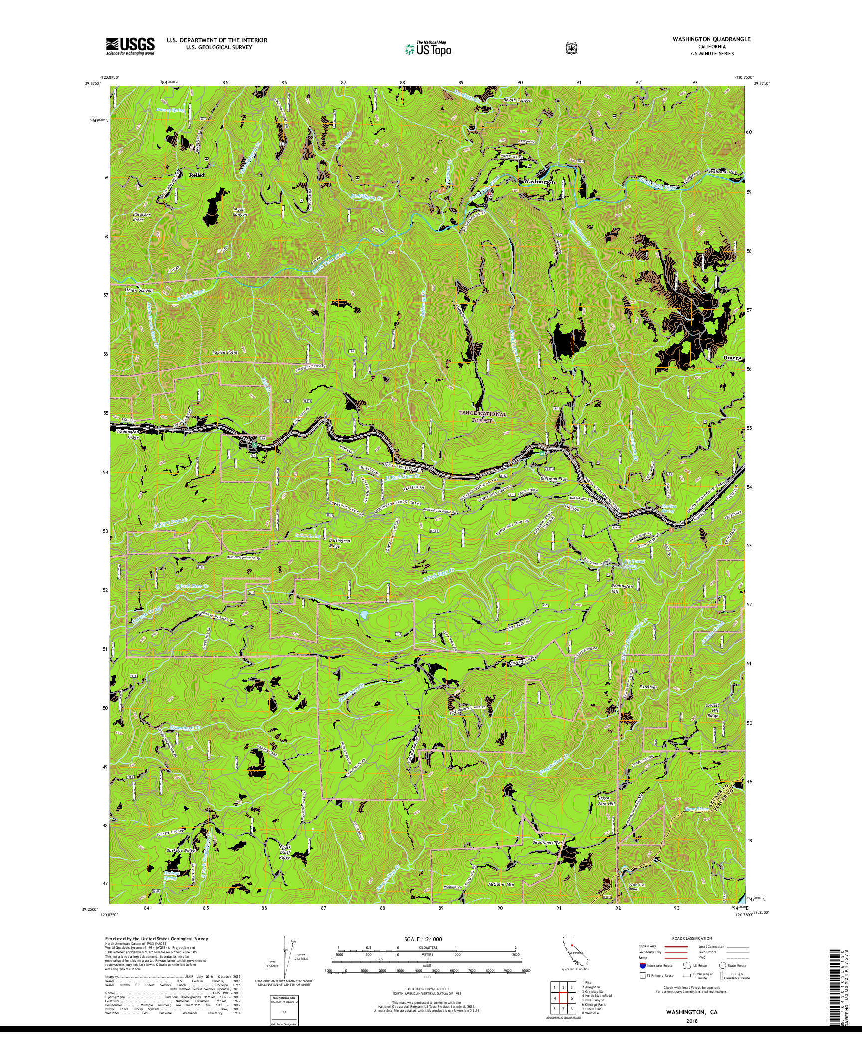 USGS US TOPO 7.5-MINUTE MAP FOR WASHINGTON, CA 2018