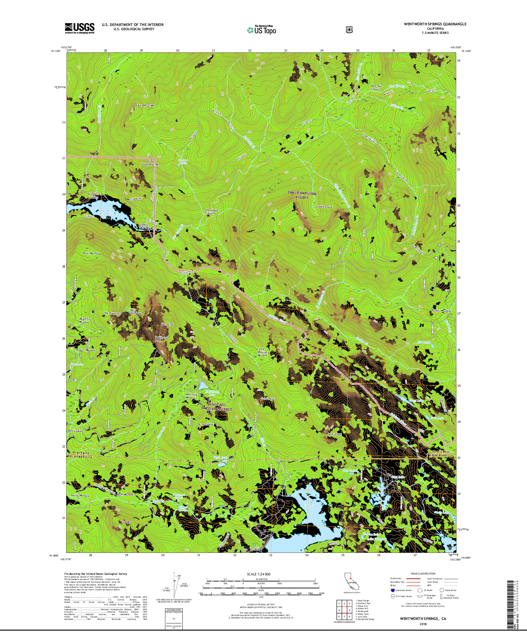 USGS US TOPO 7.5-MINUTE MAP FOR WENTWORTH SPRINGS, CA 2018