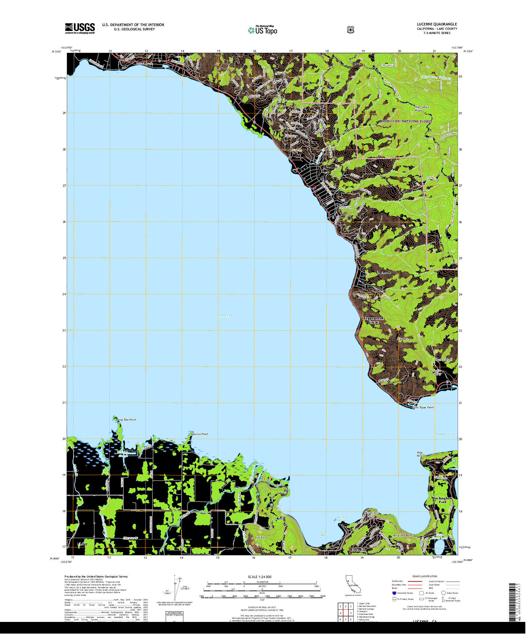 USGS US TOPO 7.5-MINUTE MAP FOR LUCERNE, CA 2018