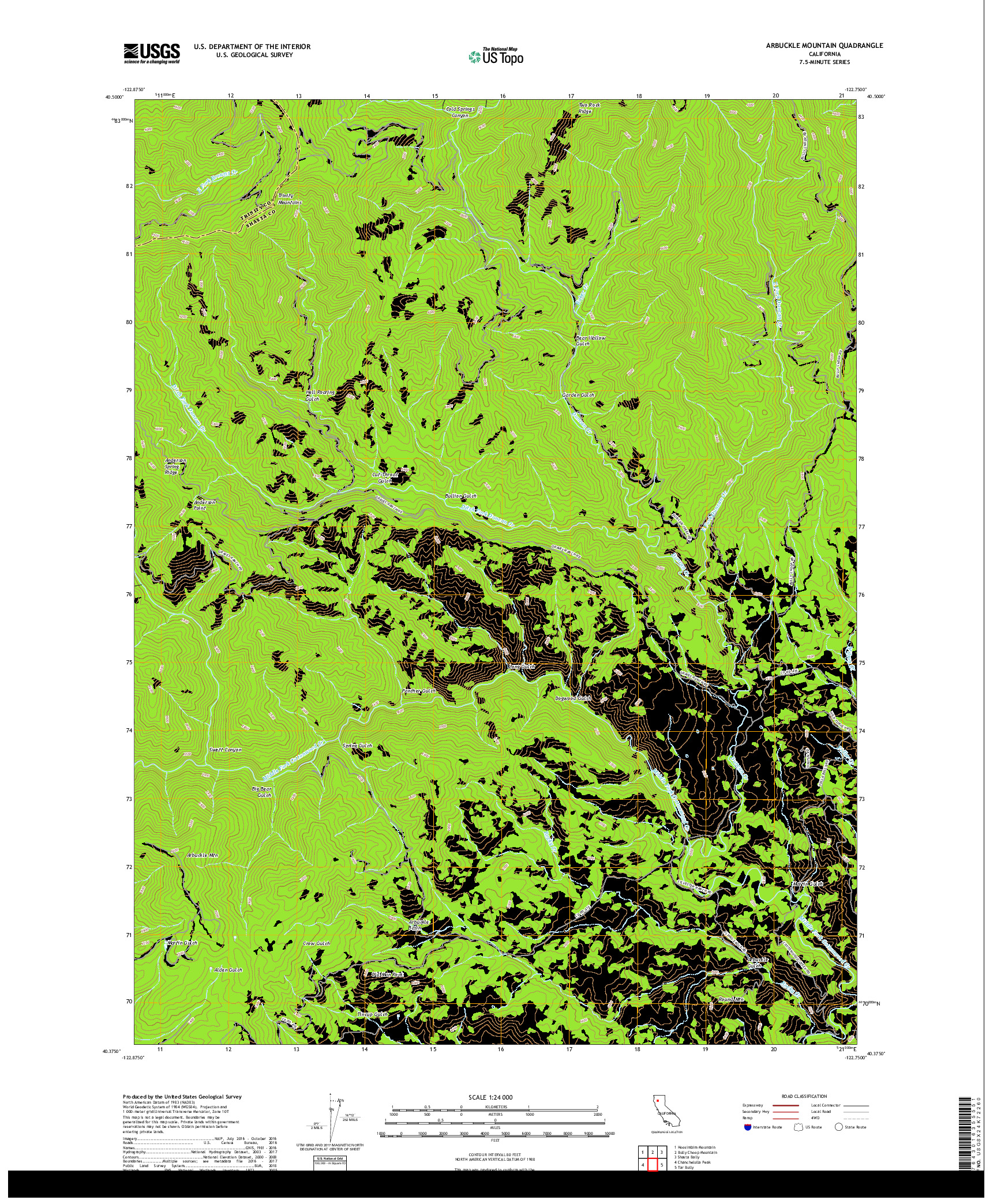 USGS US TOPO 7.5-MINUTE MAP FOR ARBUCKLE MOUNTAIN, CA 2018