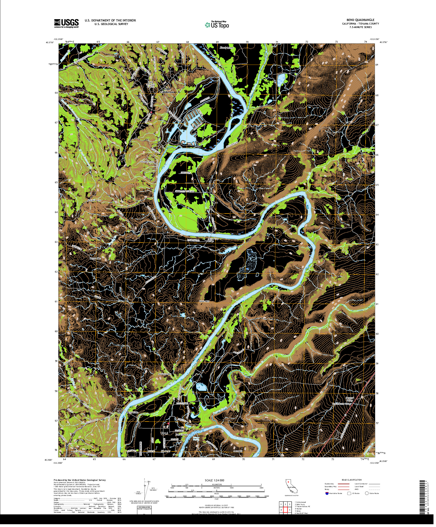 USGS US TOPO 7.5-MINUTE MAP FOR BEND, CA 2018