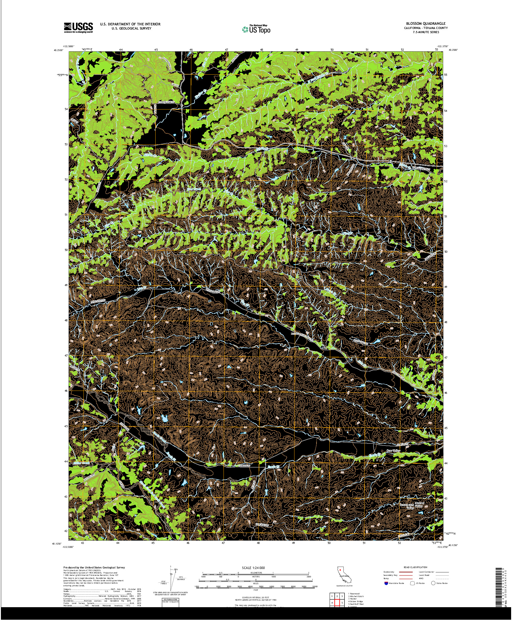 USGS US TOPO 7.5-MINUTE MAP FOR BLOSSOM, CA 2018