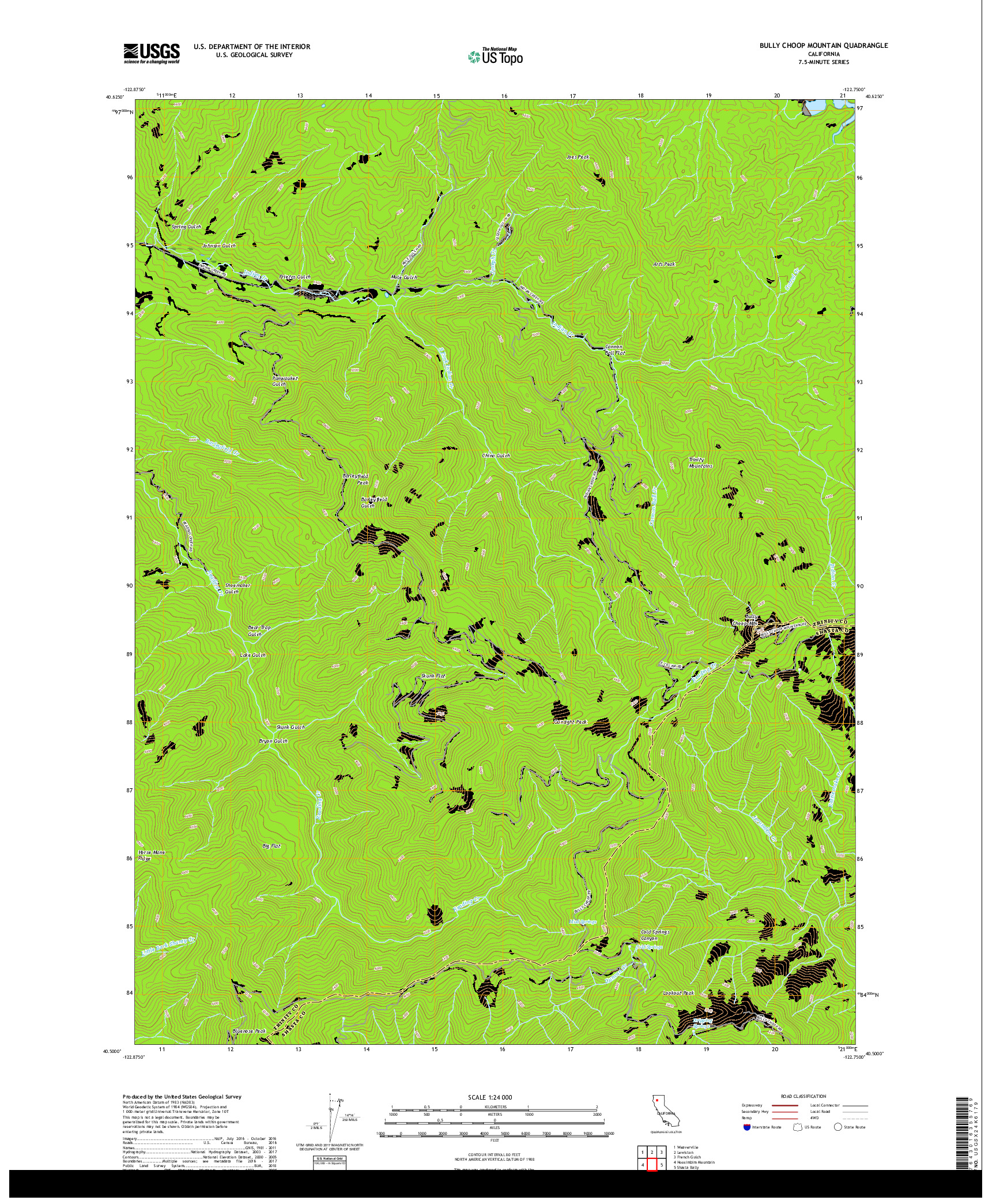 USGS US TOPO 7.5-MINUTE MAP FOR BULLY CHOOP MOUNTAIN, CA 2018