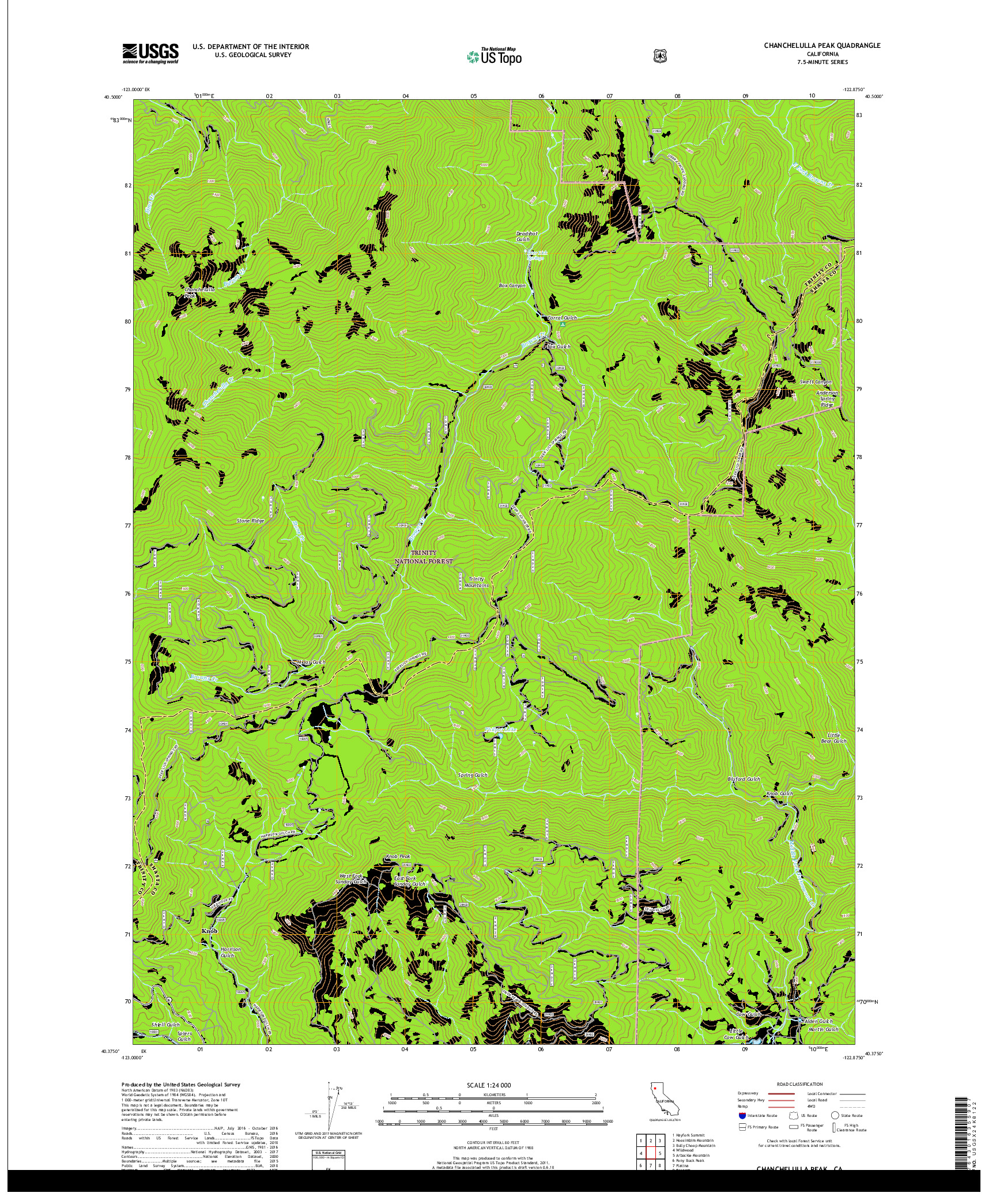 USGS US TOPO 7.5-MINUTE MAP FOR CHANCHELULLA PEAK, CA 2018