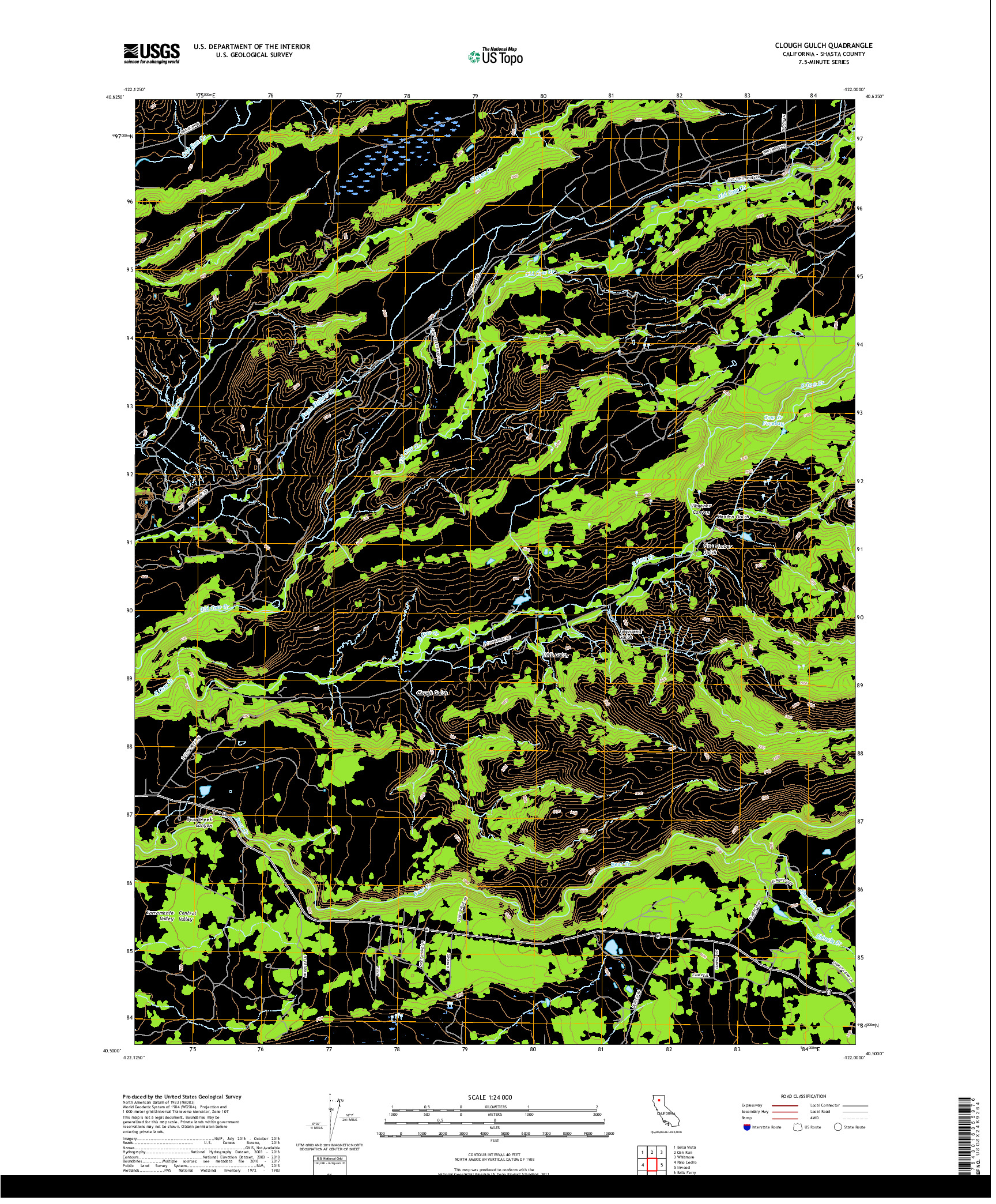 USGS US TOPO 7.5-MINUTE MAP FOR CLOUGH GULCH, CA 2018