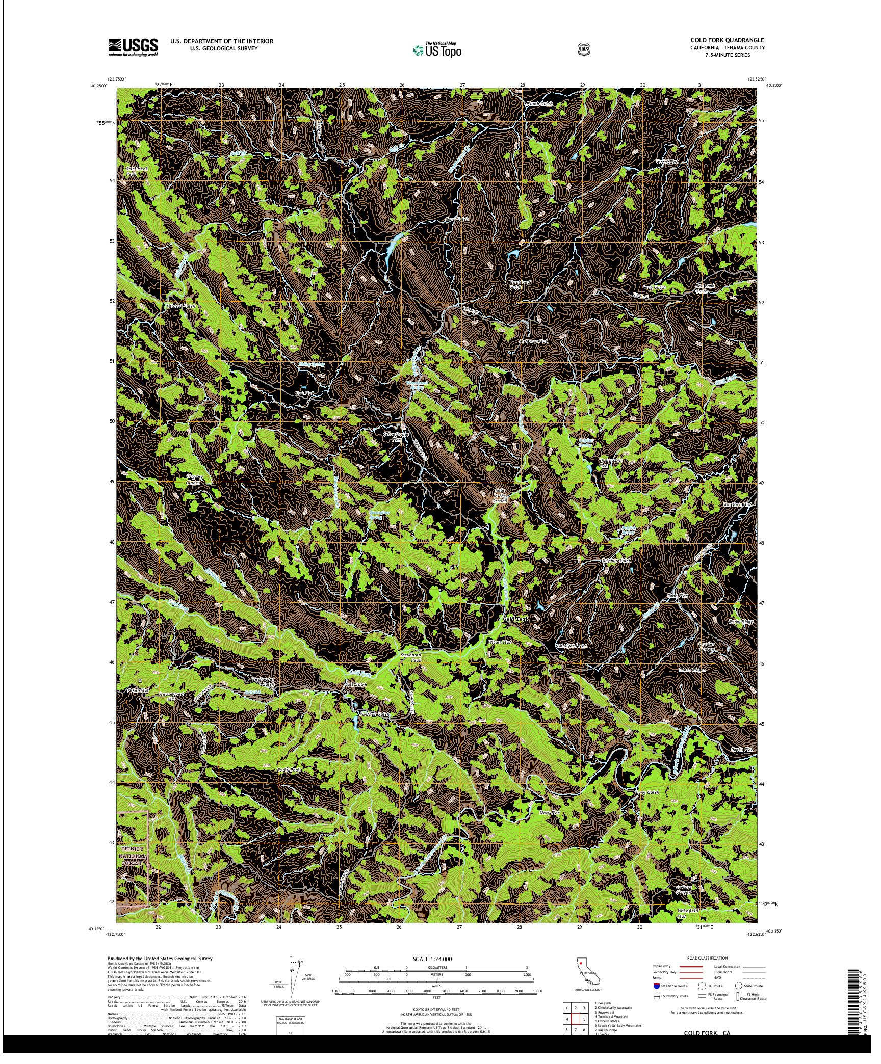 USGS US TOPO 7.5-MINUTE MAP FOR COLD FORK, CA 2018