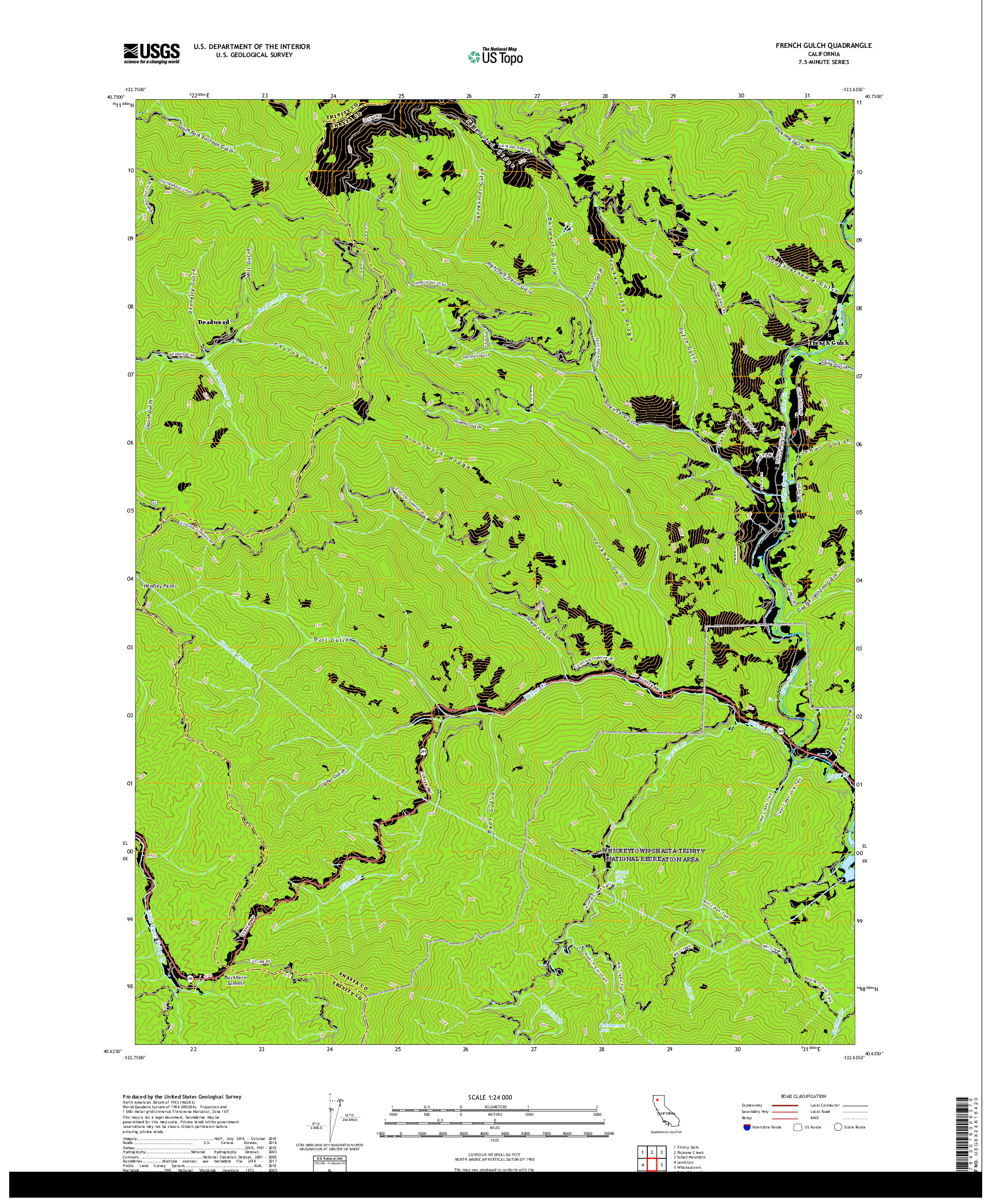 USGS US TOPO 7.5-MINUTE MAP FOR FRENCH GULCH, CA 2018