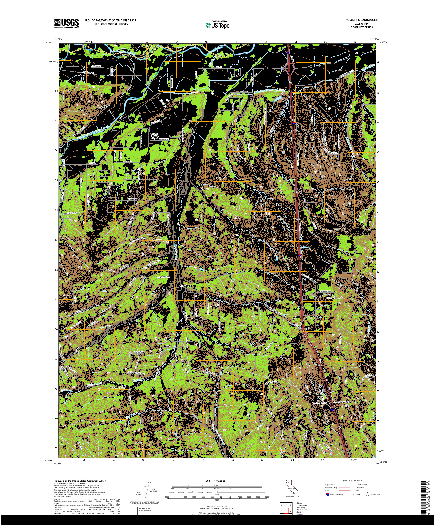 USGS US TOPO 7.5-MINUTE MAP FOR HOOKER, CA 2018