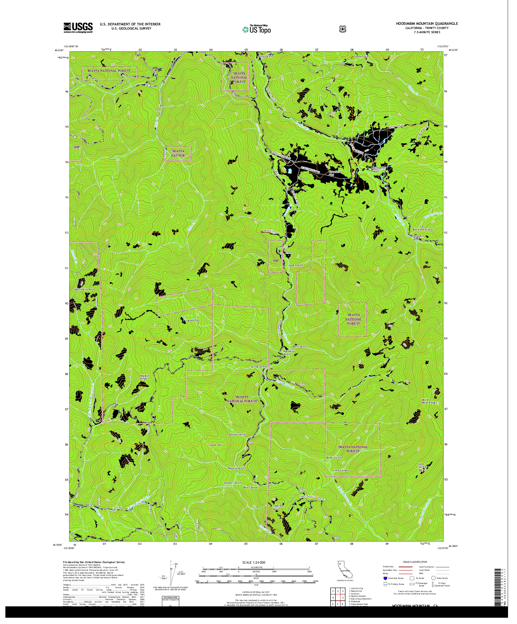 USGS US TOPO 7.5-MINUTE MAP FOR HOOSIMBIM MOUNTAIN, CA 2018