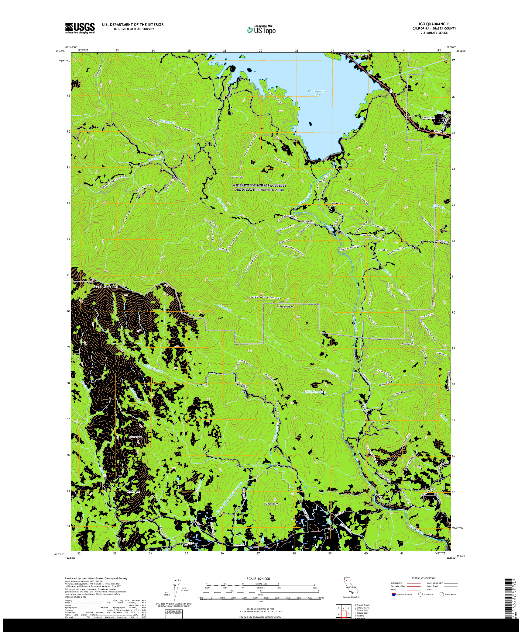 USGS US TOPO 7.5-MINUTE MAP FOR IGO, CA 2018