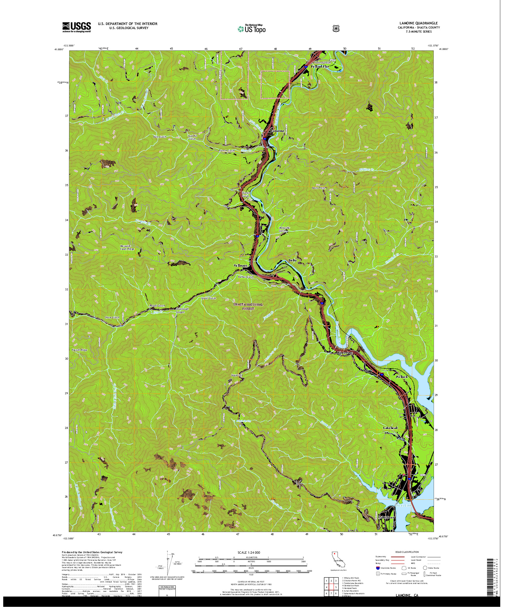 USGS US TOPO 7.5-MINUTE MAP FOR LAMOINE, CA 2018