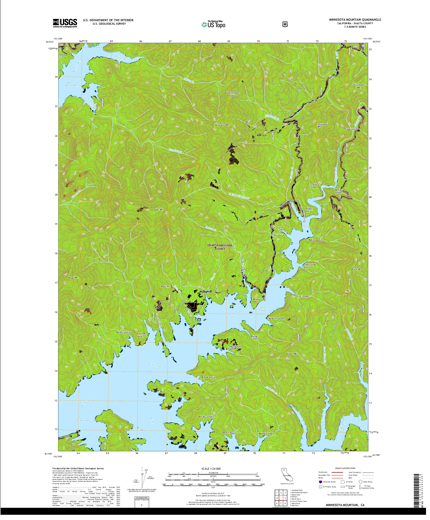 USGS US TOPO 7.5-MINUTE MAP FOR MINNESOTA MOUNTAIN, CA 2018