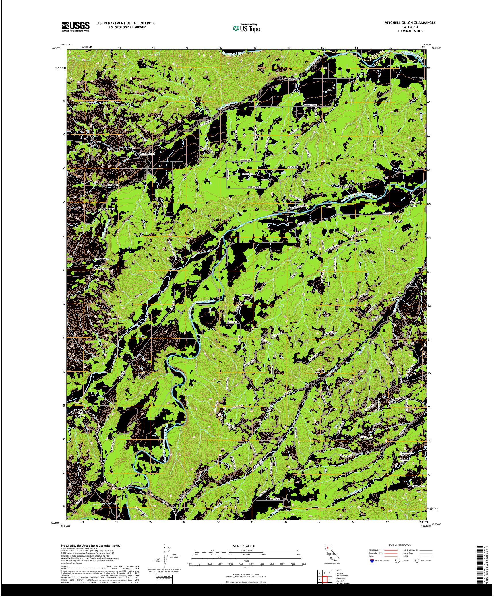 USGS US TOPO 7.5-MINUTE MAP FOR MITCHELL GULCH, CA 2018