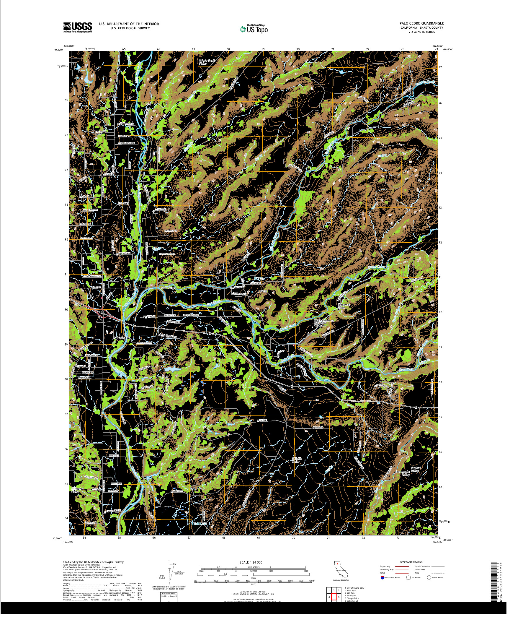 USGS US TOPO 7.5-MINUTE MAP FOR PALO CEDRO, CA 2018