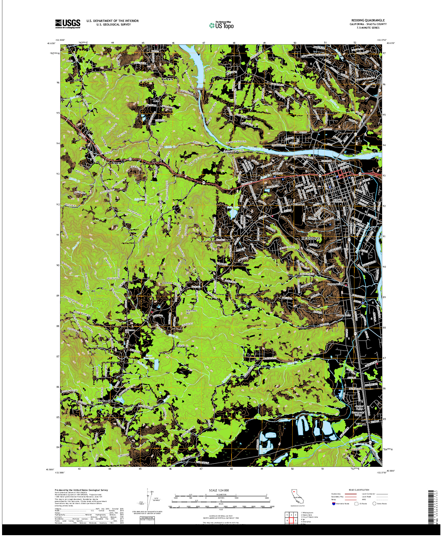 USGS US TOPO 7.5-MINUTE MAP FOR REDDING, CA 2018