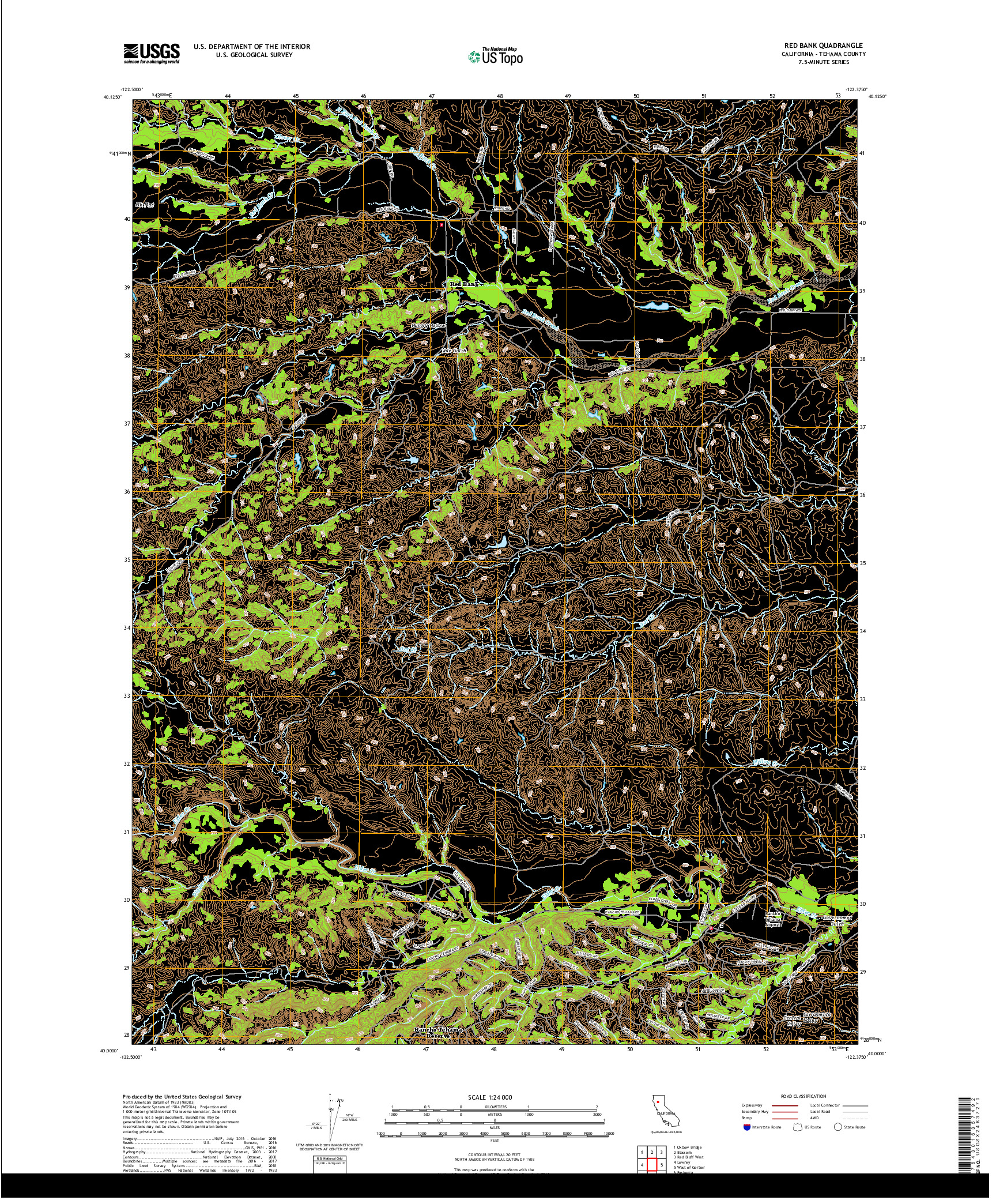 USGS US TOPO 7.5-MINUTE MAP FOR RED BANK, CA 2018