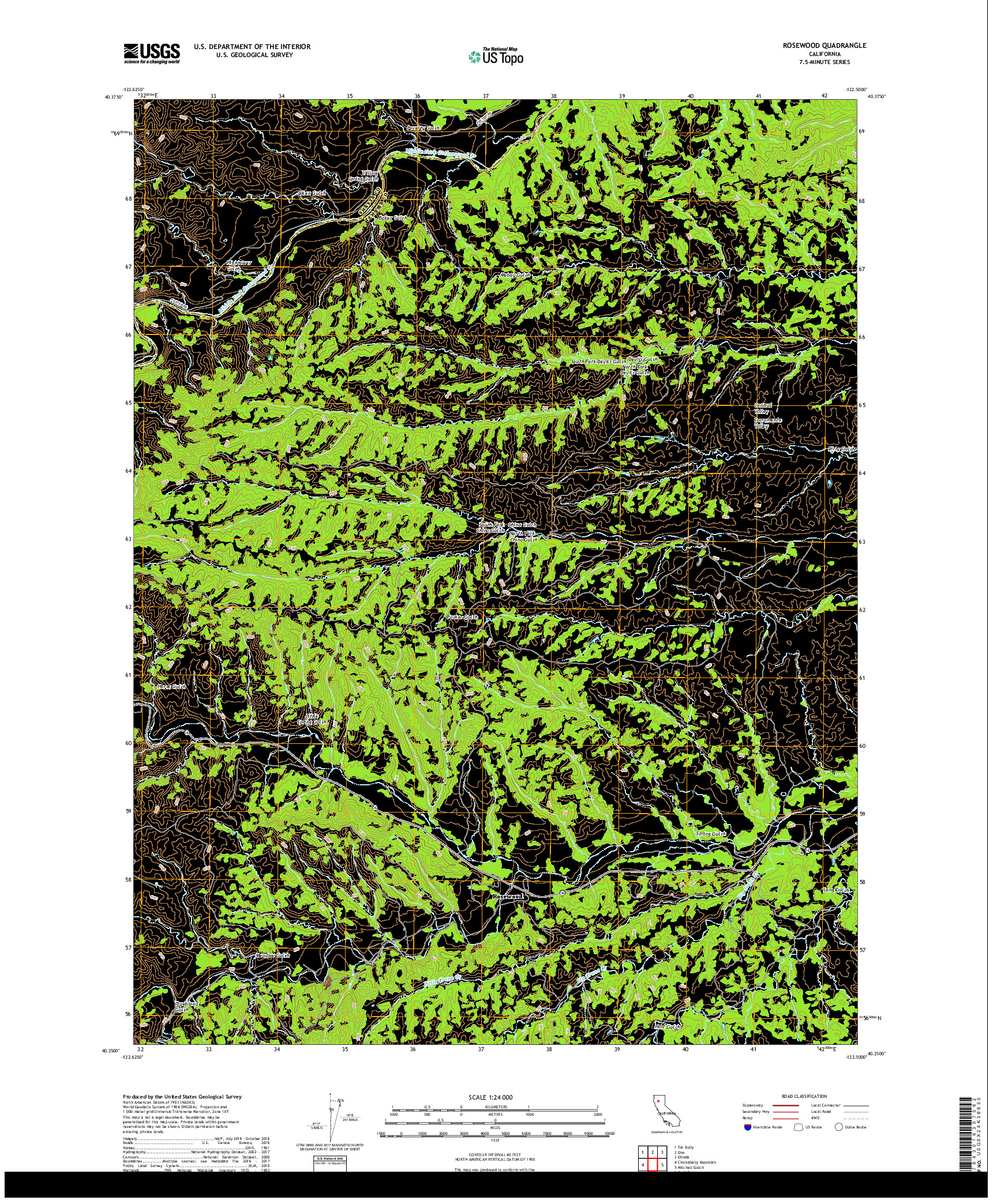 USGS US TOPO 7.5-MINUTE MAP FOR ROSEWOOD, CA 2018