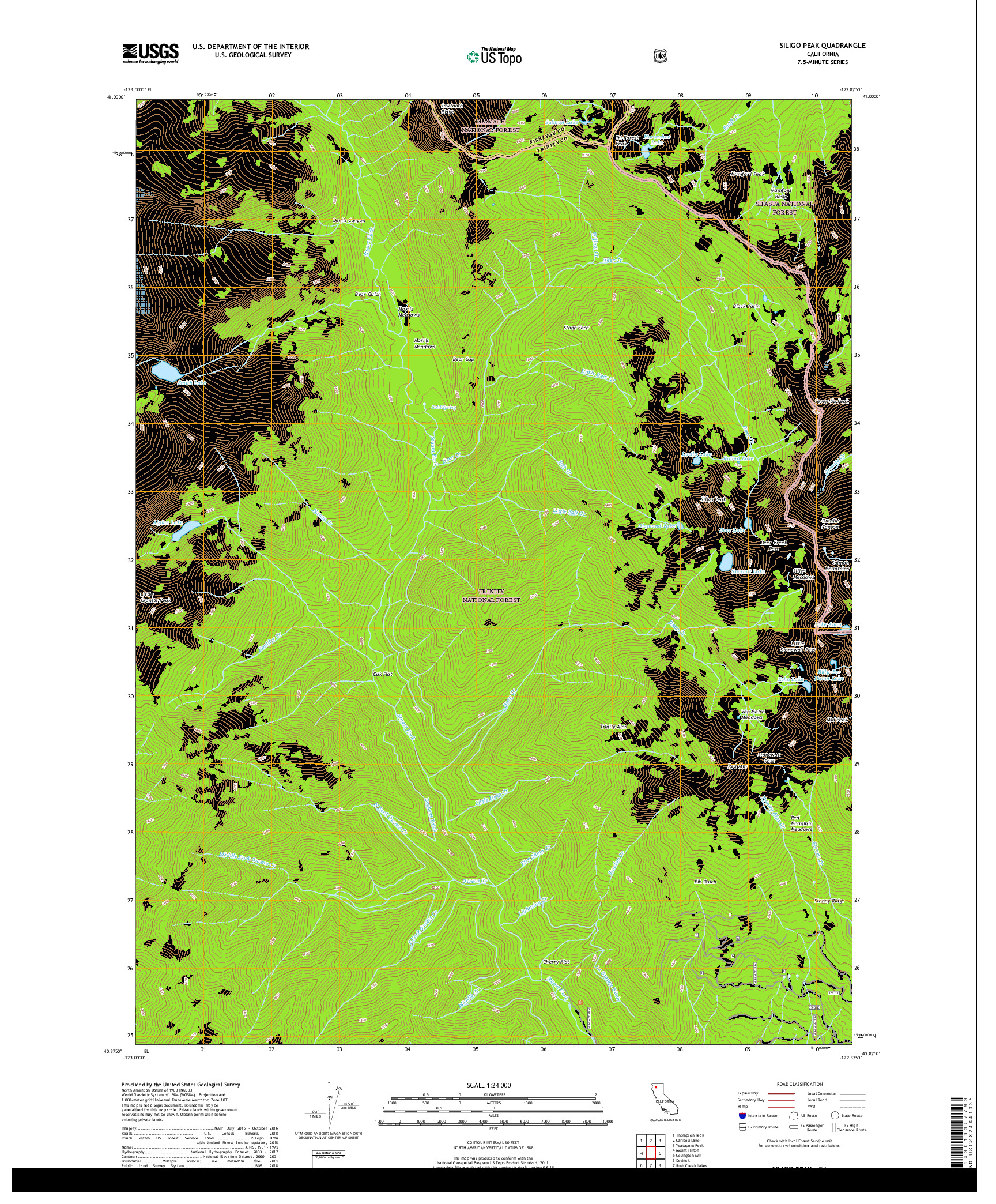 USGS US TOPO 7.5-MINUTE MAP FOR SILIGO PEAK, CA 2018