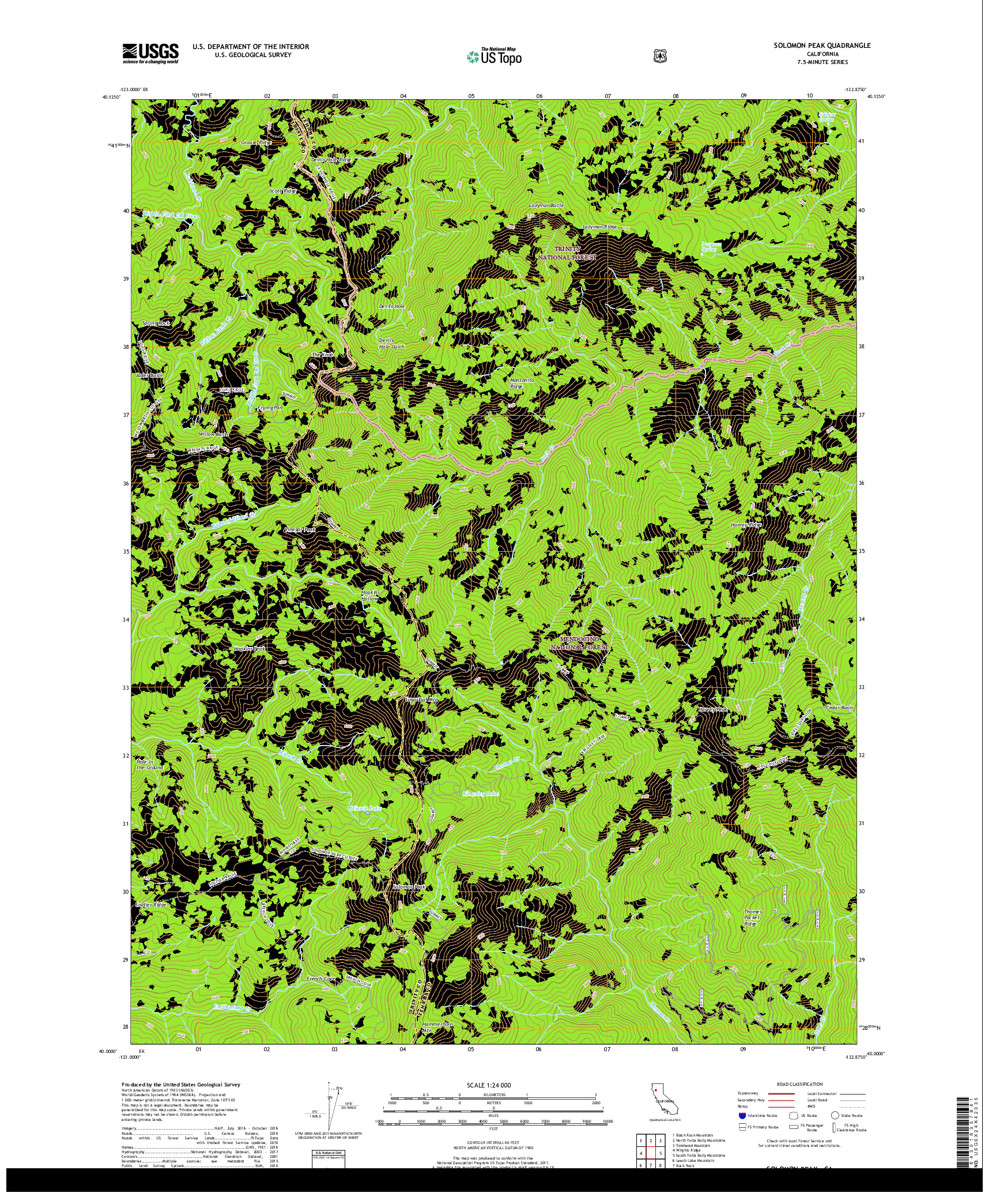 USGS US TOPO 7.5-MINUTE MAP FOR SOLOMON PEAK, CA 2018