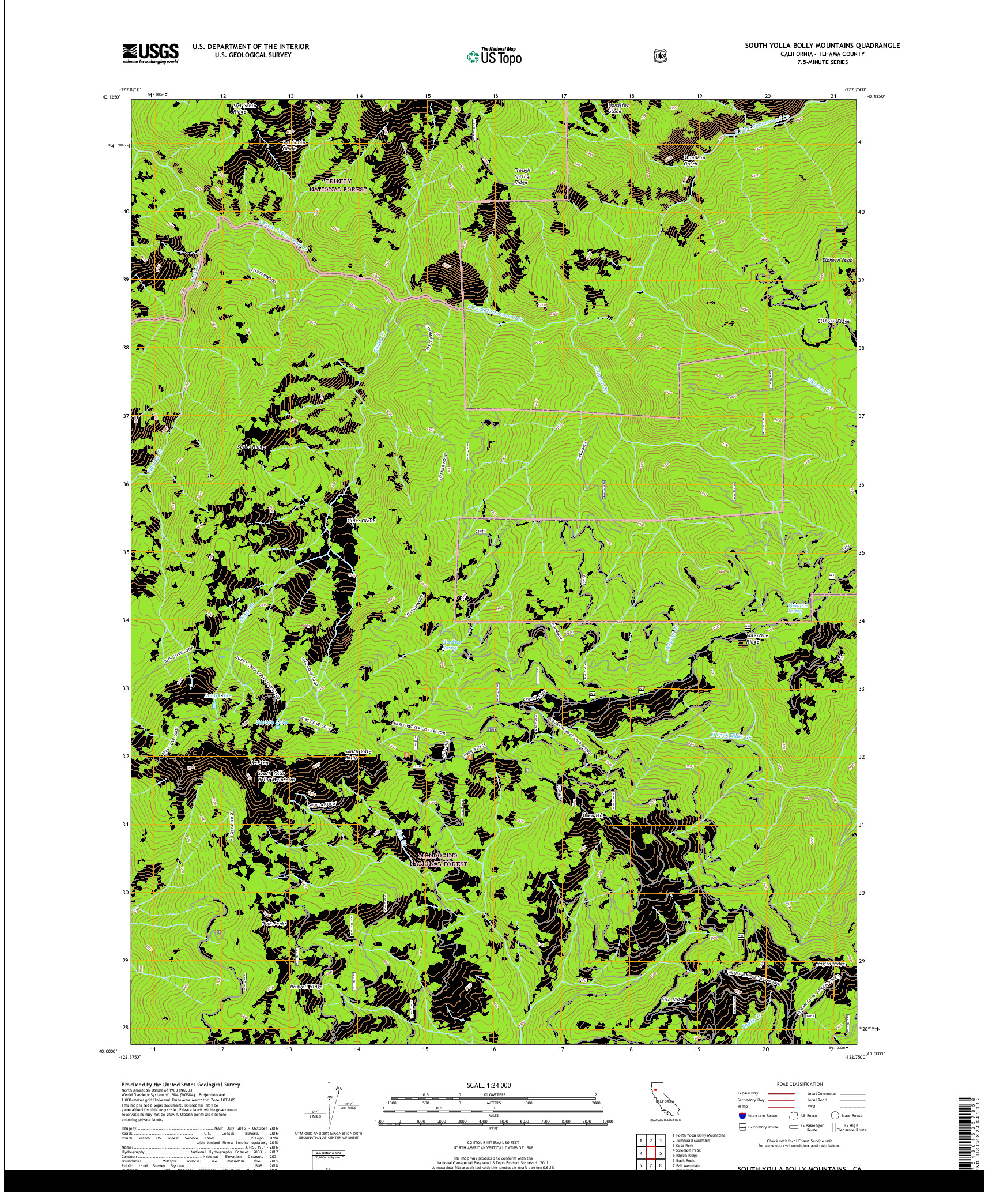 USGS US TOPO 7.5-MINUTE MAP FOR SOUTH YOLLA BOLLY MOUNTAINS, CA 2018