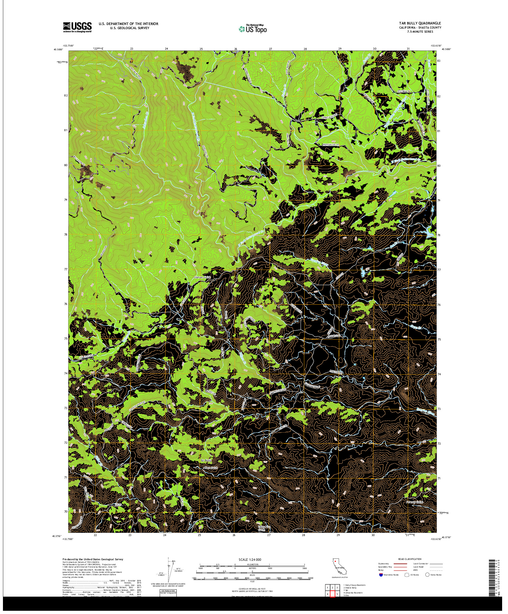 USGS US TOPO 7.5-MINUTE MAP FOR TAR BULLY, CA 2018