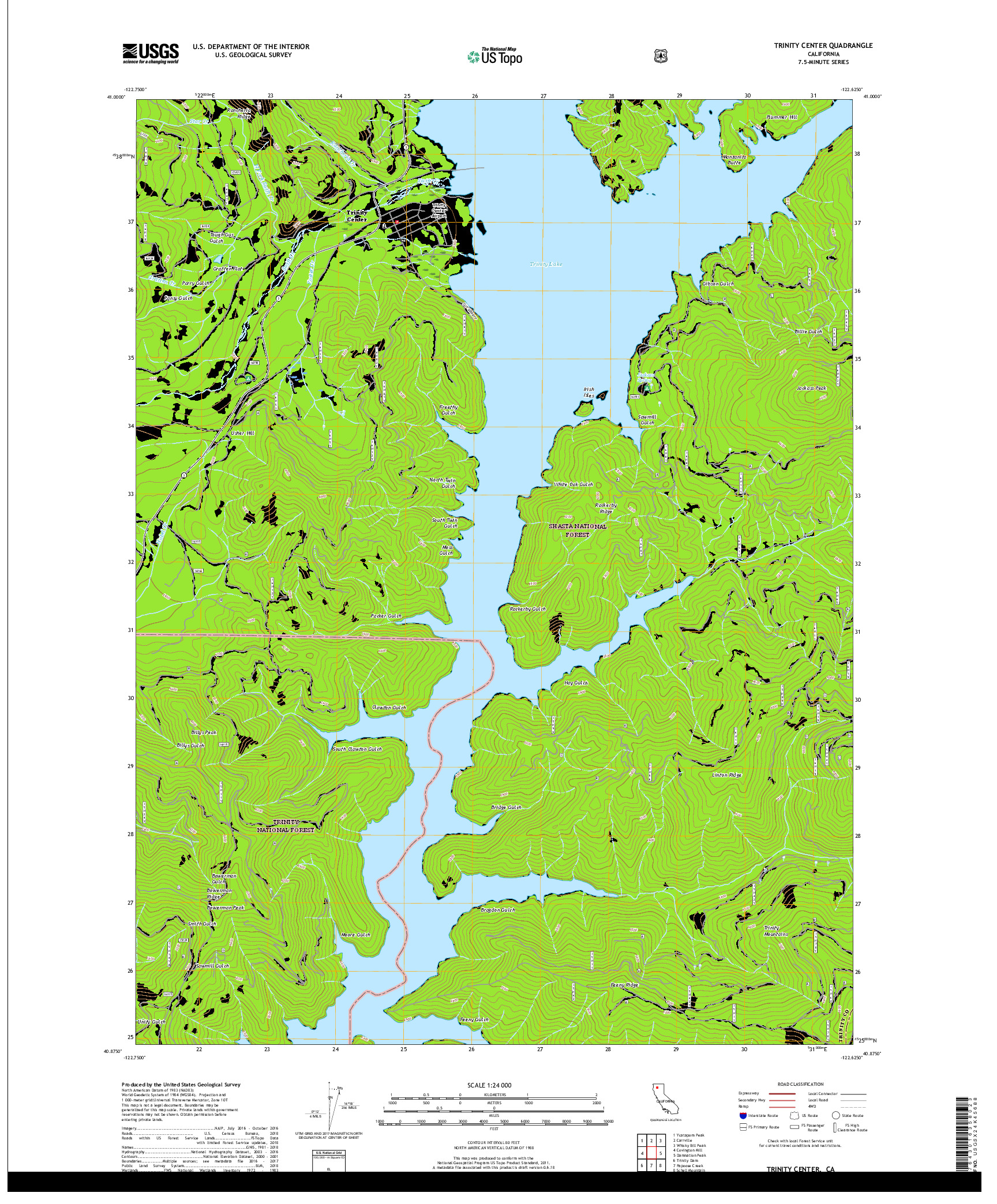 USGS US TOPO 7.5-MINUTE MAP FOR TRINITY CENTER, CA 2018