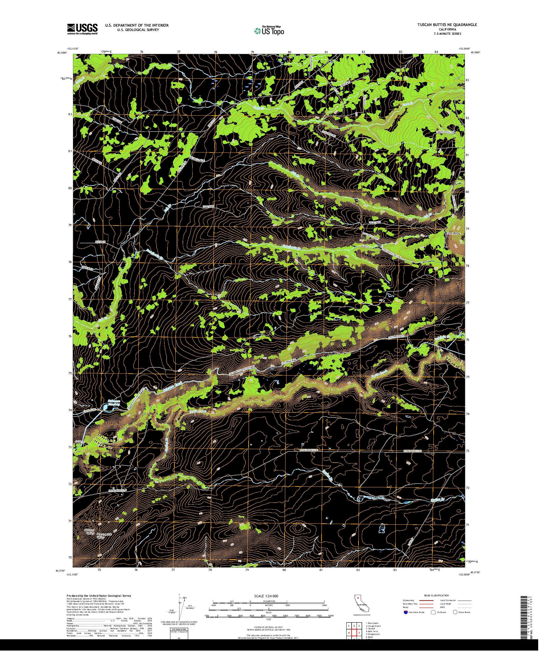 USGS US TOPO 7.5-MINUTE MAP FOR TUSCAN BUTTES NE, CA 2018