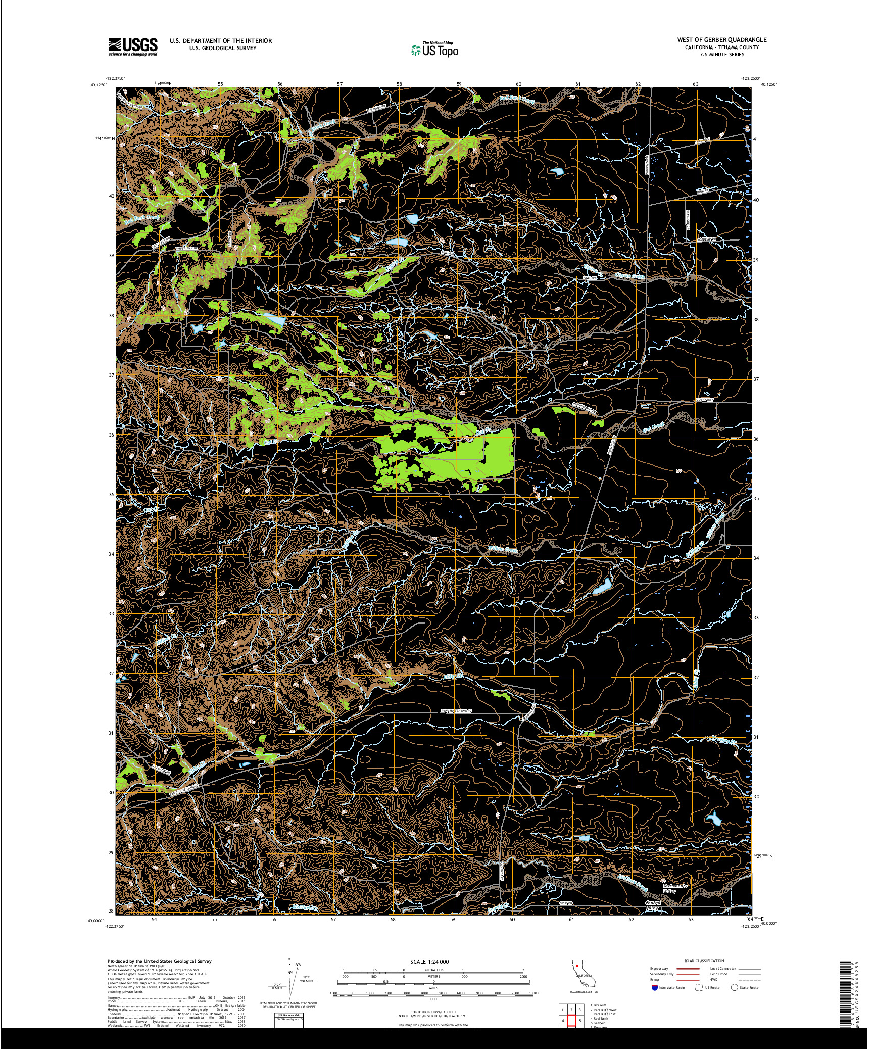 USGS US TOPO 7.5-MINUTE MAP FOR WEST OF GERBER, CA 2018