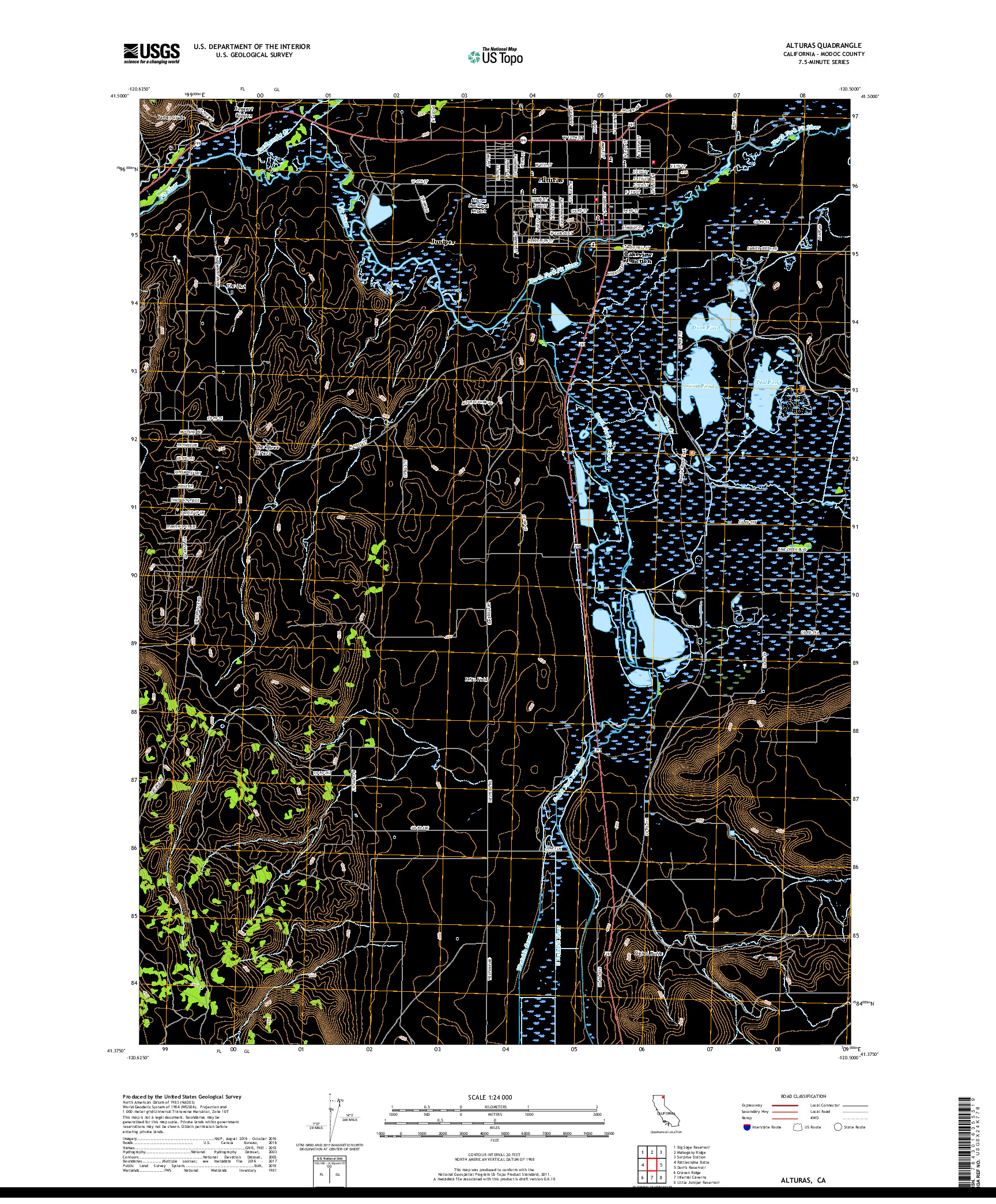 USGS US TOPO 7.5-MINUTE MAP FOR ALTURAS, CA 2018