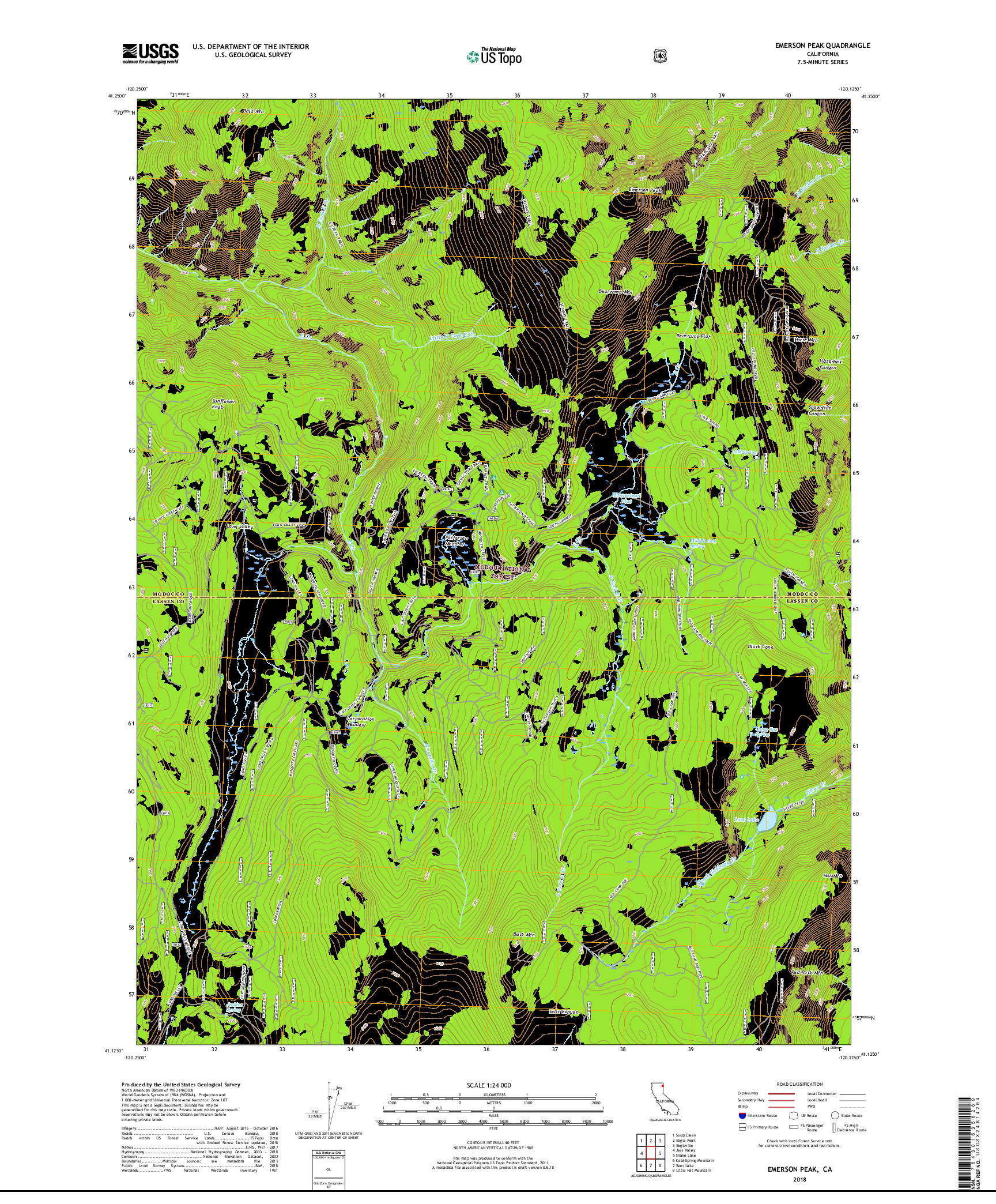 USGS US TOPO 7.5-MINUTE MAP FOR EMERSON PEAK, CA 2018