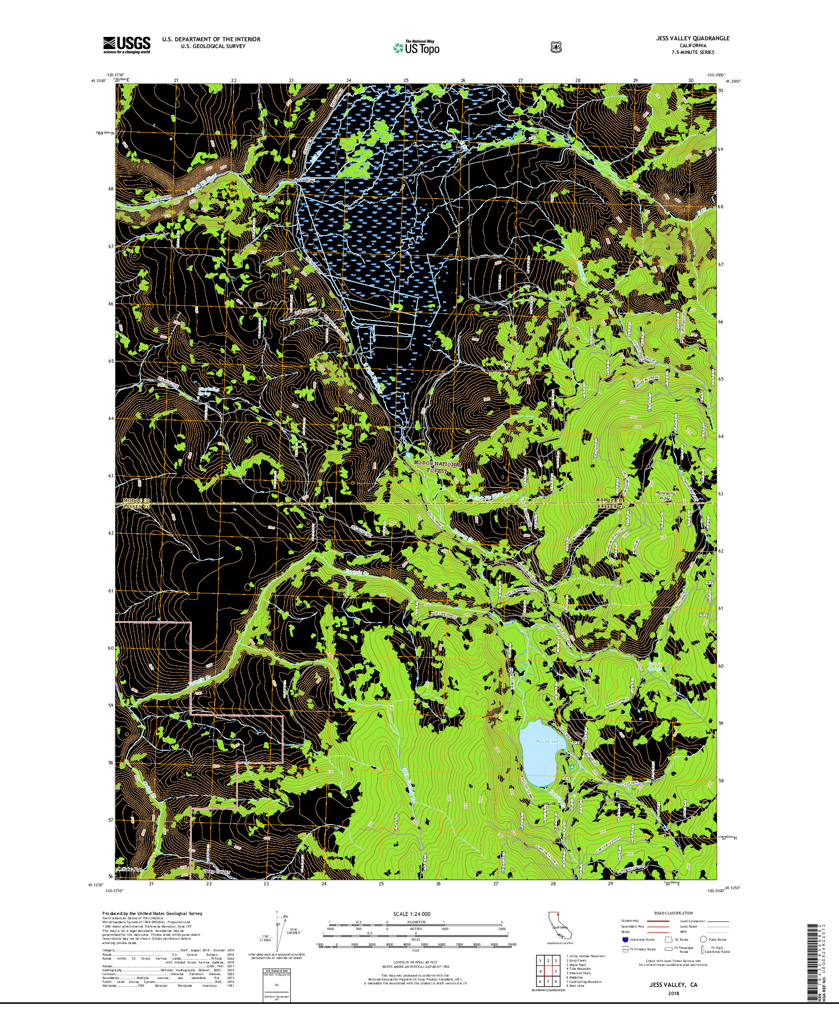 USGS US TOPO 7.5-MINUTE MAP FOR JESS VALLEY, CA 2018