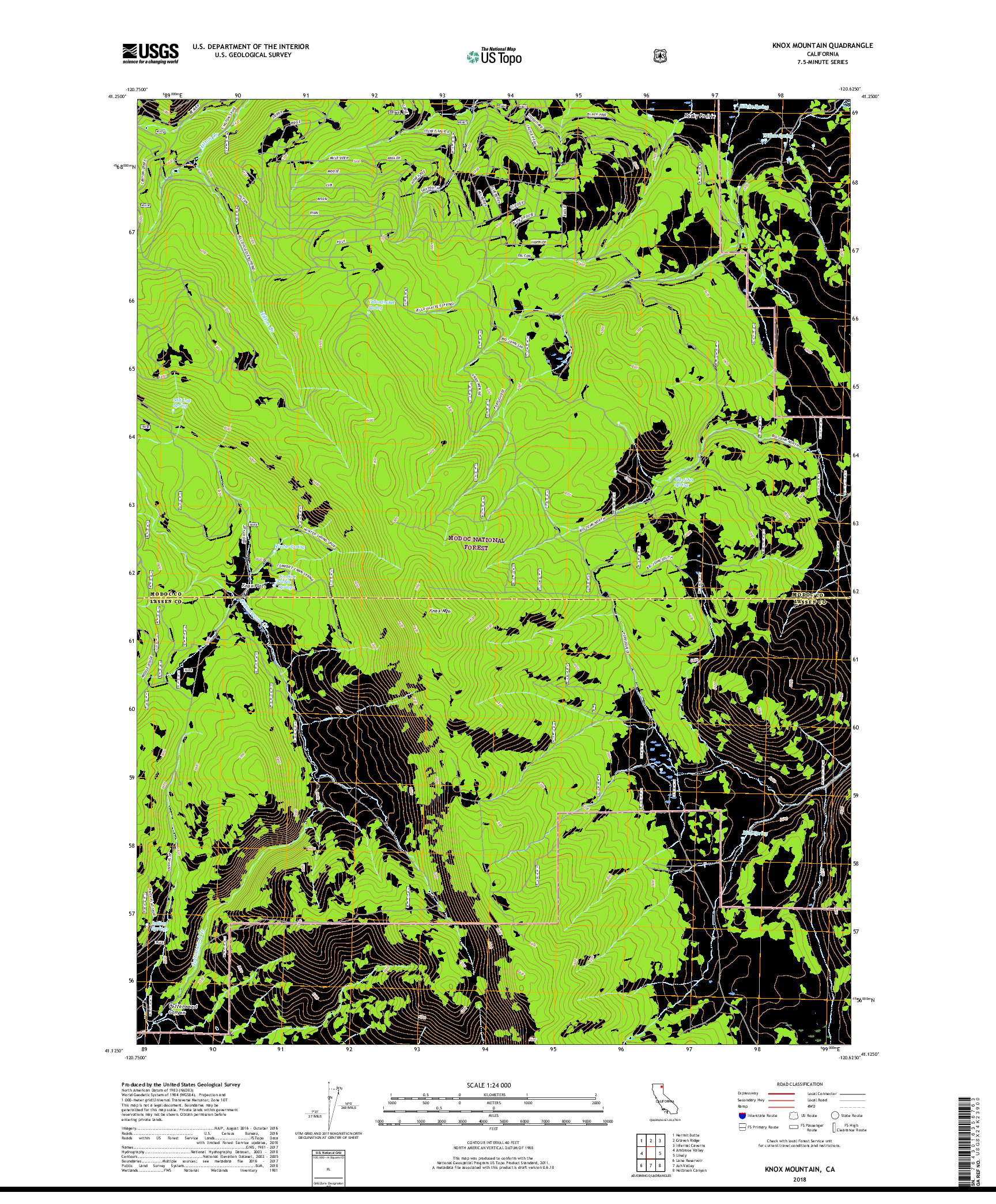 USGS US TOPO 7.5-MINUTE MAP FOR KNOX MOUNTAIN, CA 2018