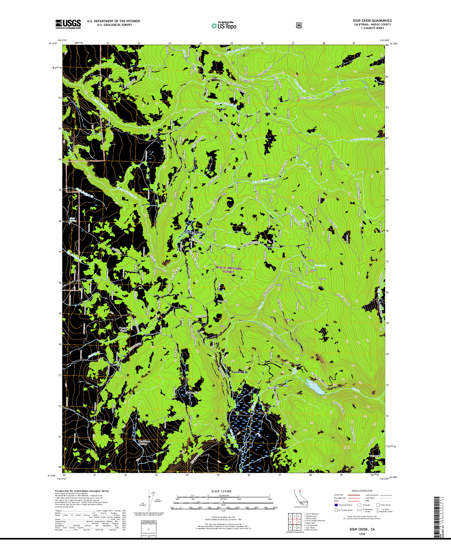 USGS US TOPO 7.5-MINUTE MAP FOR SOUP CREEK, CA 2018