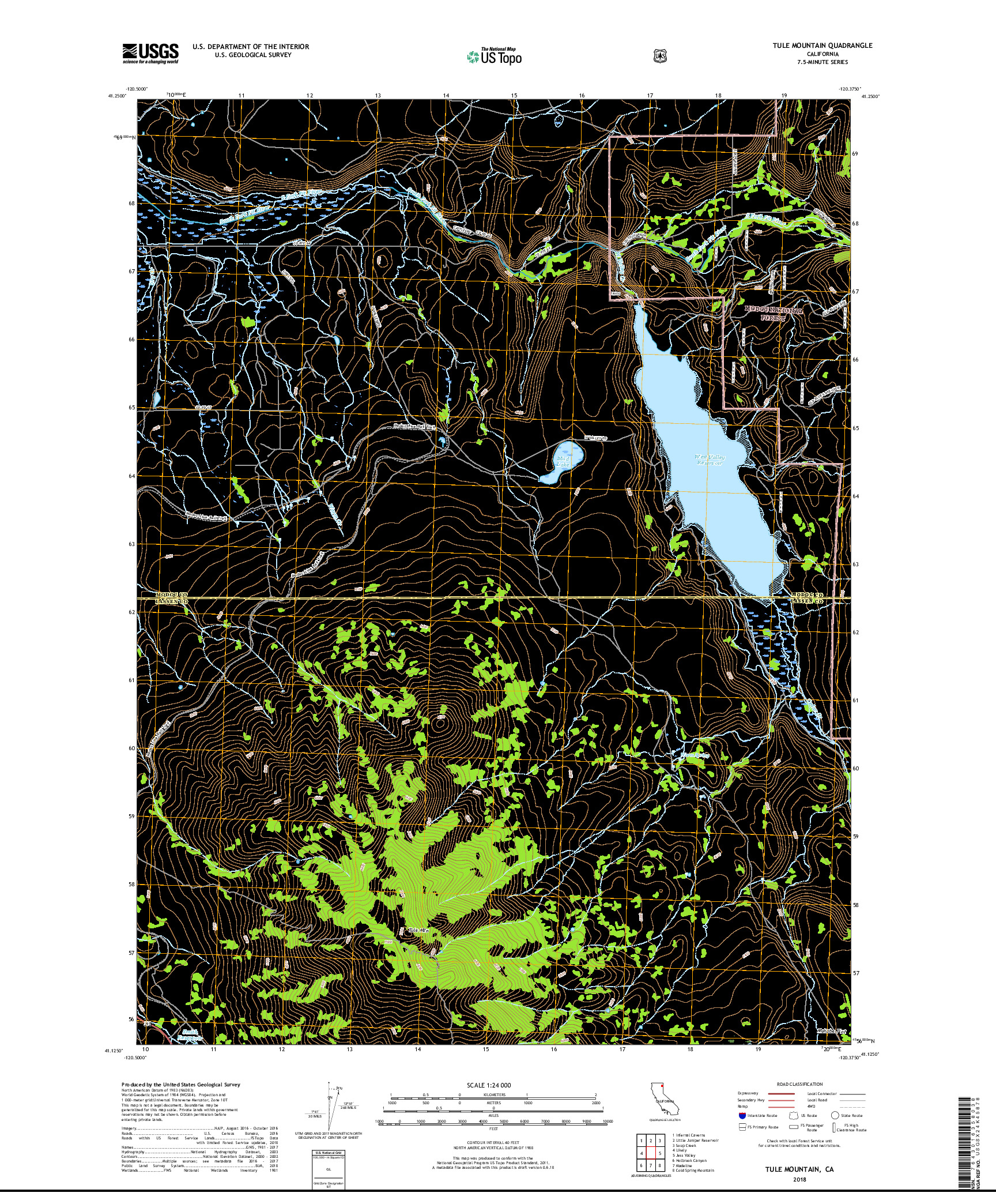 USGS US TOPO 7.5-MINUTE MAP FOR TULE MOUNTAIN, CA 2018