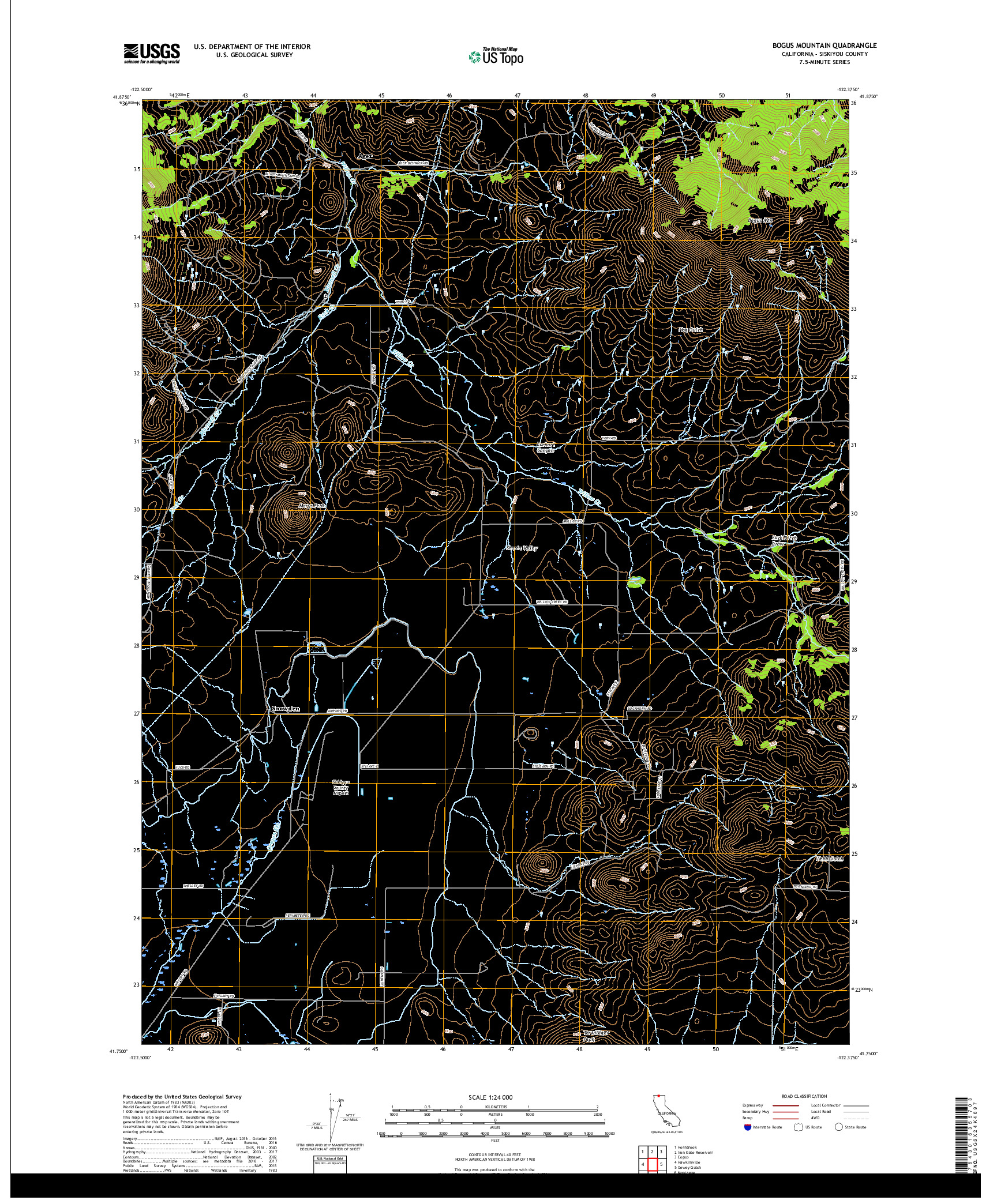 USGS US TOPO 7.5-MINUTE MAP FOR BOGUS MOUNTAIN, CA 2018