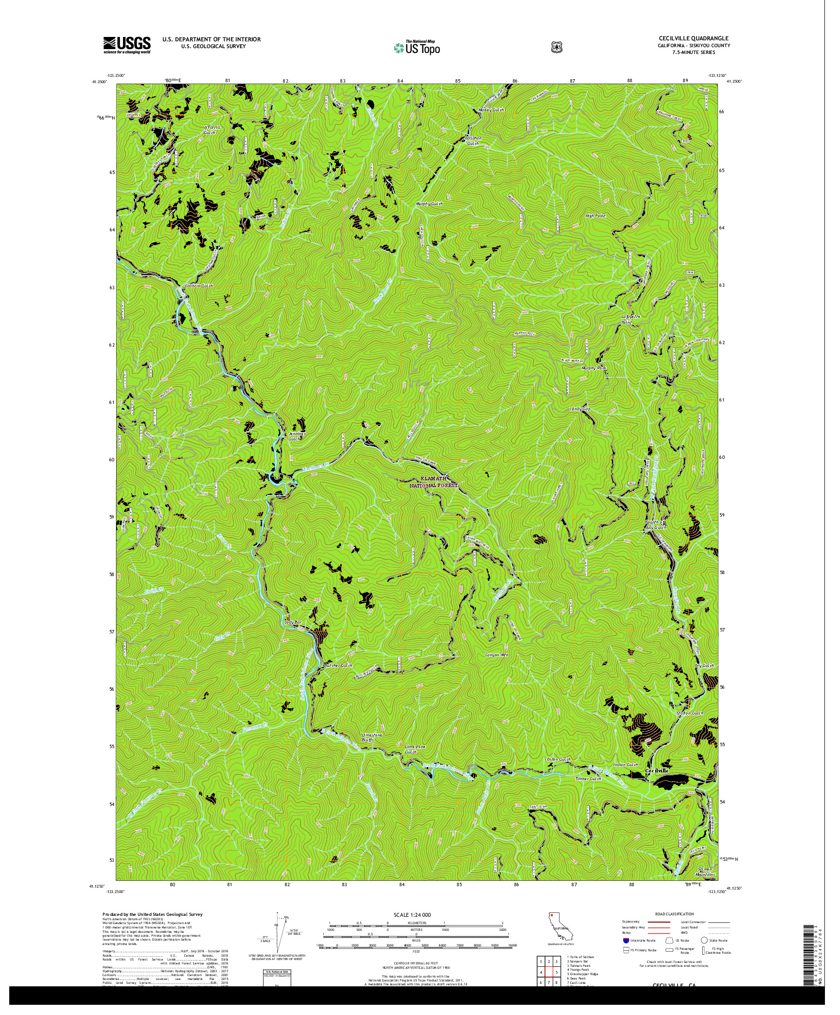 USGS US TOPO 7.5-MINUTE MAP FOR CECILVILLE, CA 2018