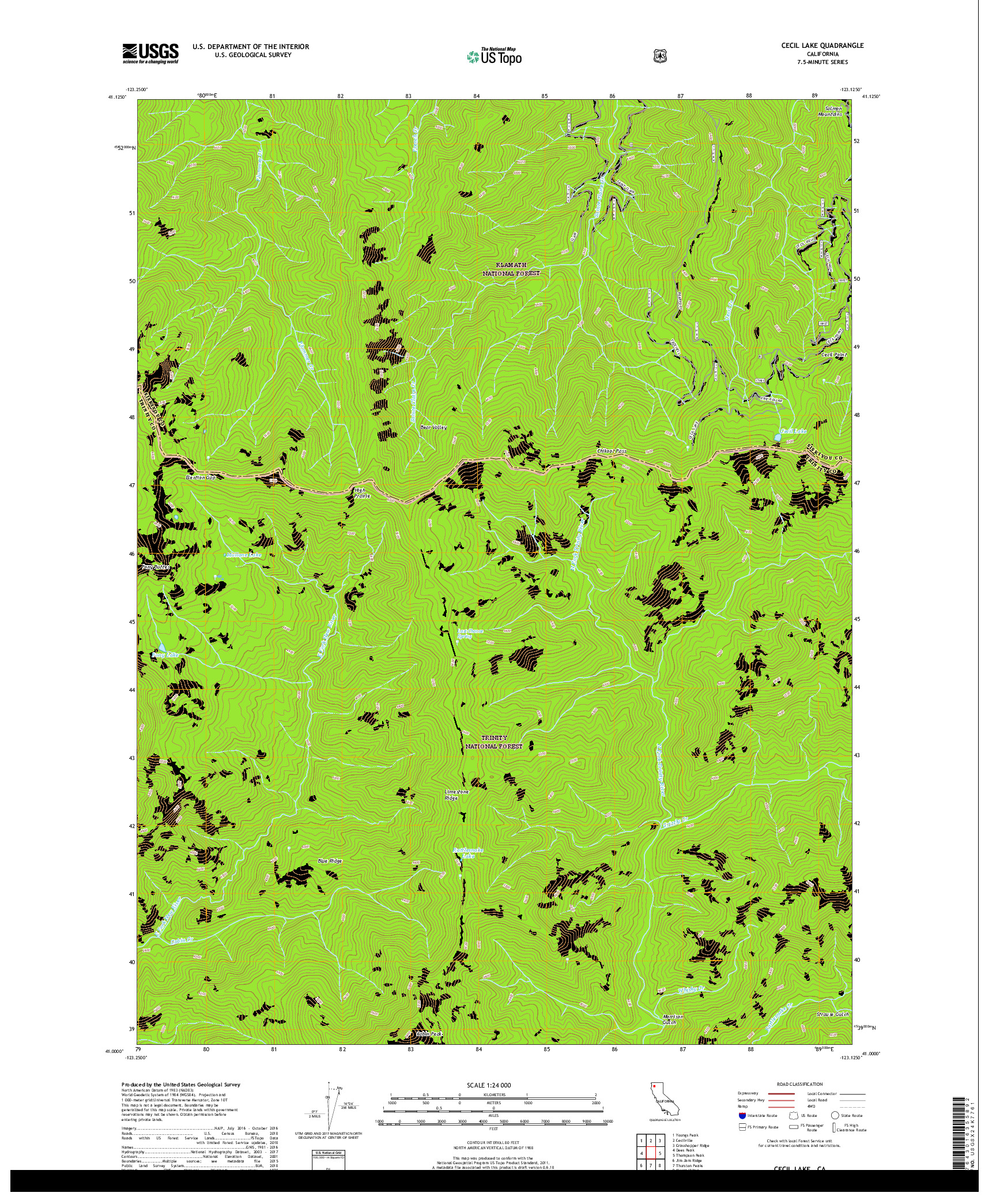 USGS US TOPO 7.5-MINUTE MAP FOR CECIL LAKE, CA 2018