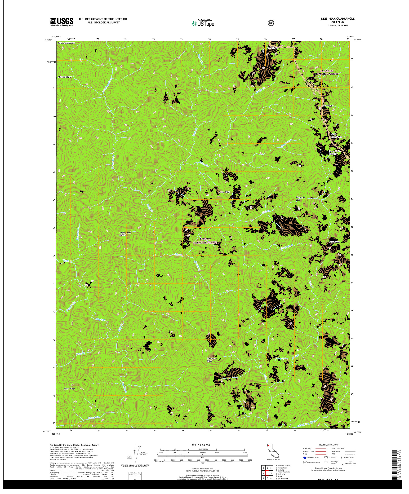 USGS US TOPO 7.5-MINUTE MAP FOR DEES PEAK, CA 2018