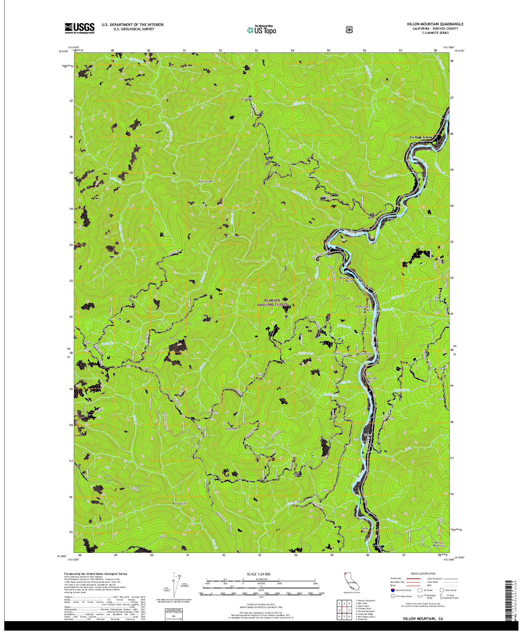 USGS US TOPO 7.5-MINUTE MAP FOR DILLON MOUNTAIN, CA 2018