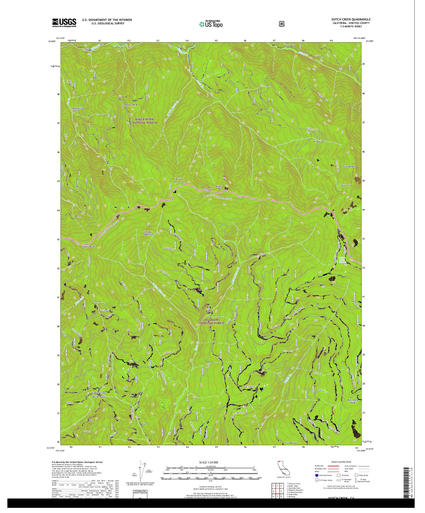 USGS US TOPO 7.5-MINUTE MAP FOR DUTCH CREEK, CA 2018