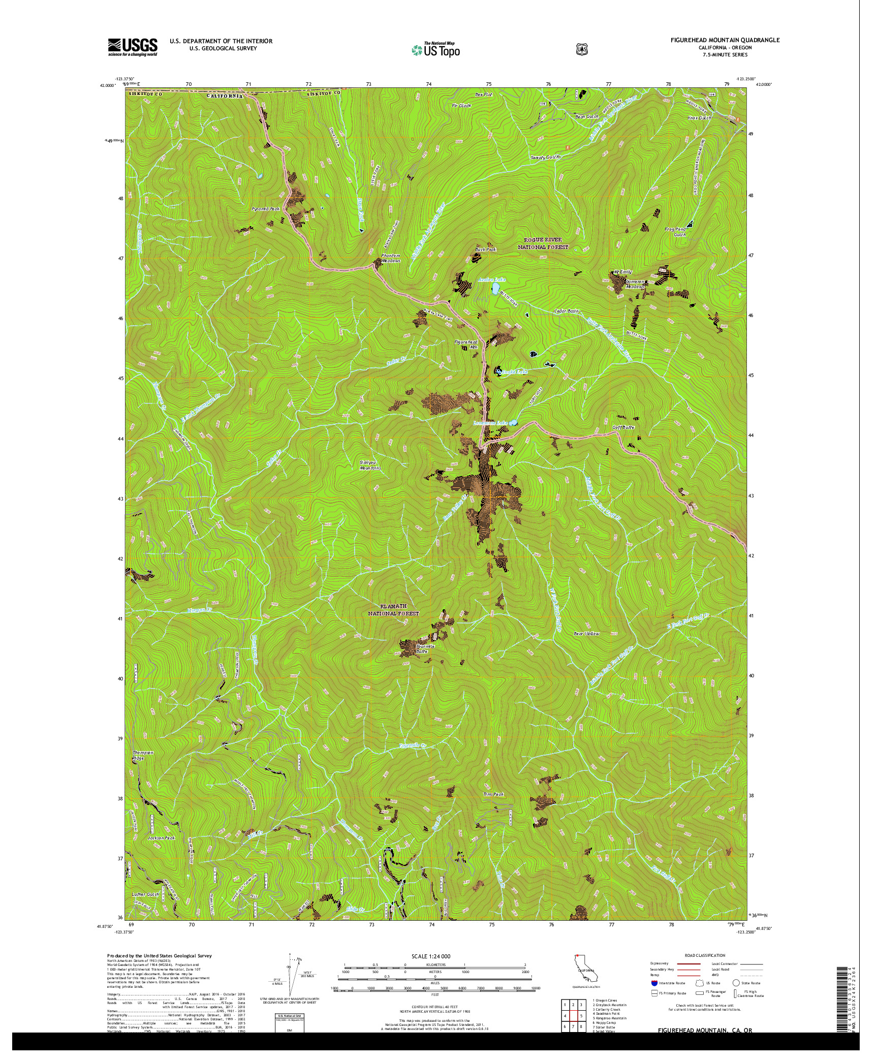 USGS US TOPO 7.5-MINUTE MAP FOR FIGUREHEAD MOUNTAIN, CA,OR 2018