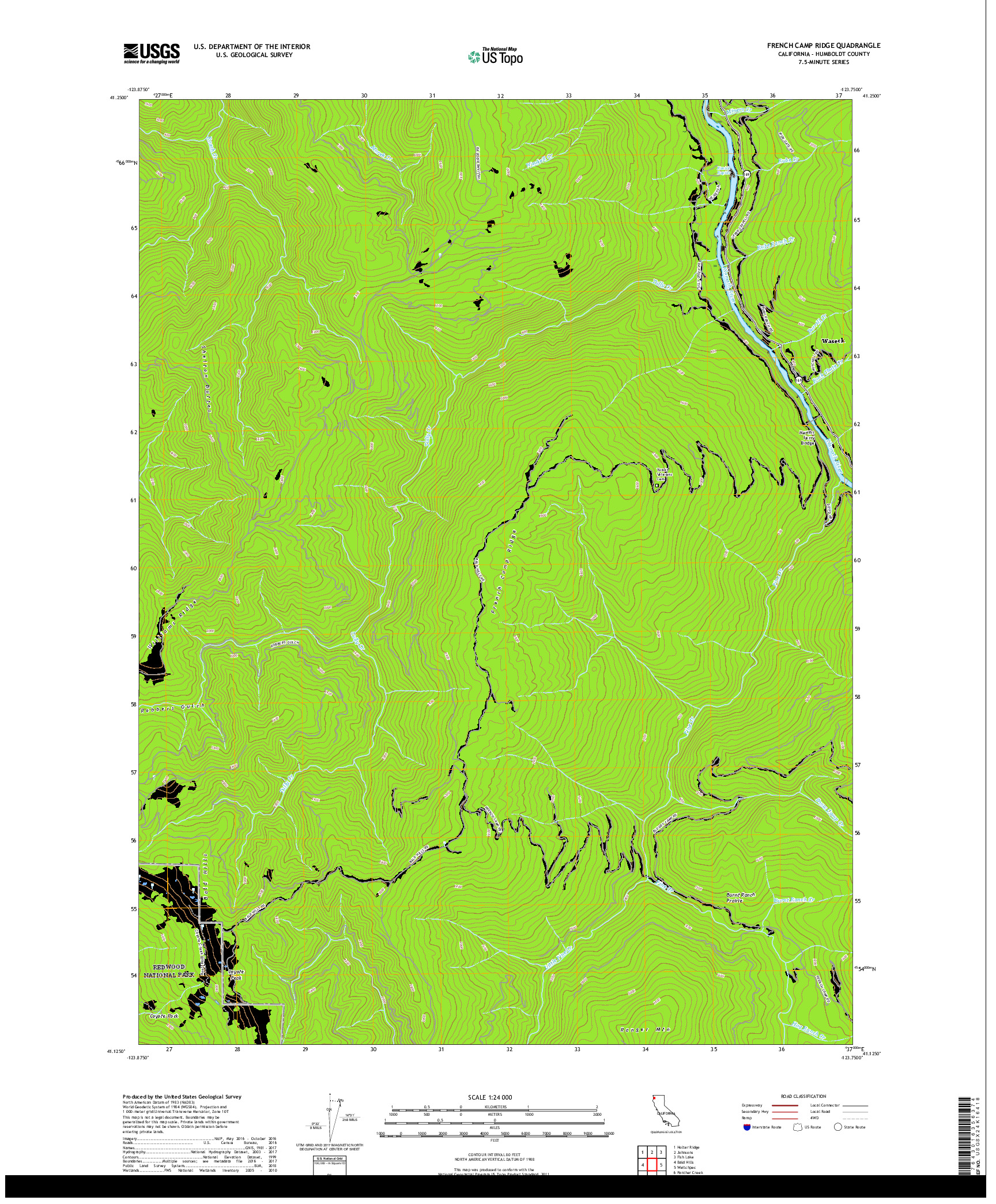 USGS US TOPO 7.5-MINUTE MAP FOR FRENCH CAMP RIDGE, CA 2018