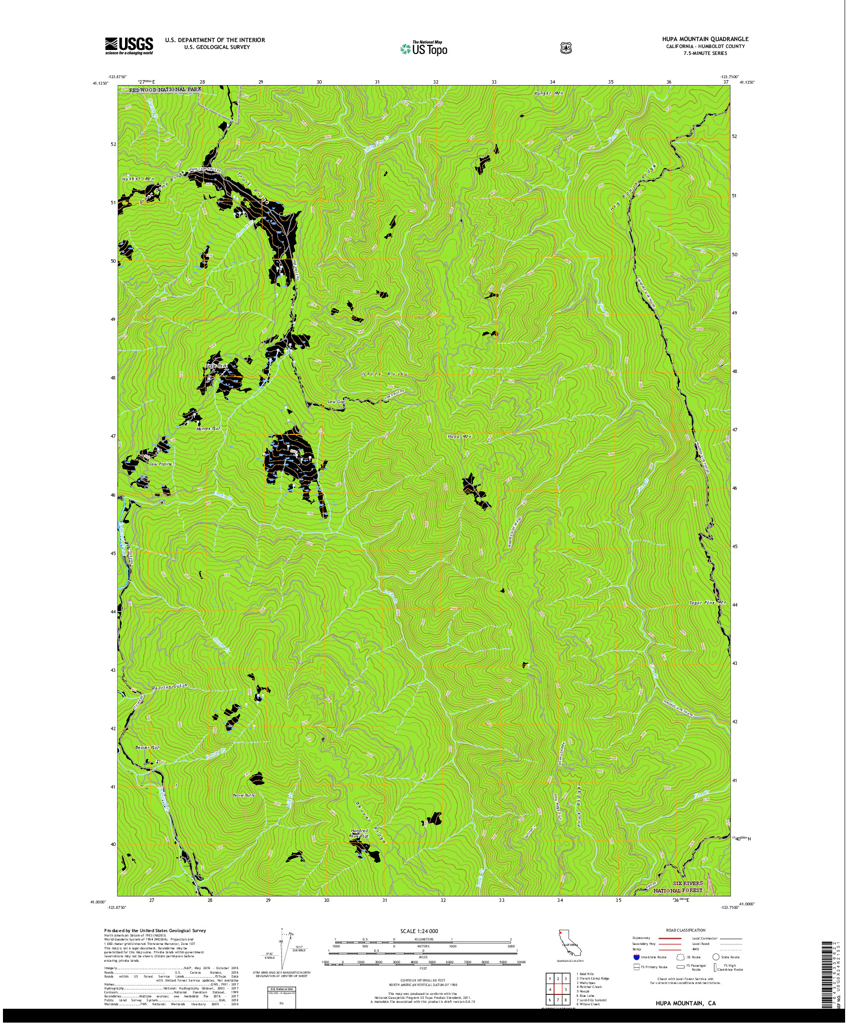 USGS US TOPO 7.5-MINUTE MAP FOR HUPA MOUNTAIN, CA 2018