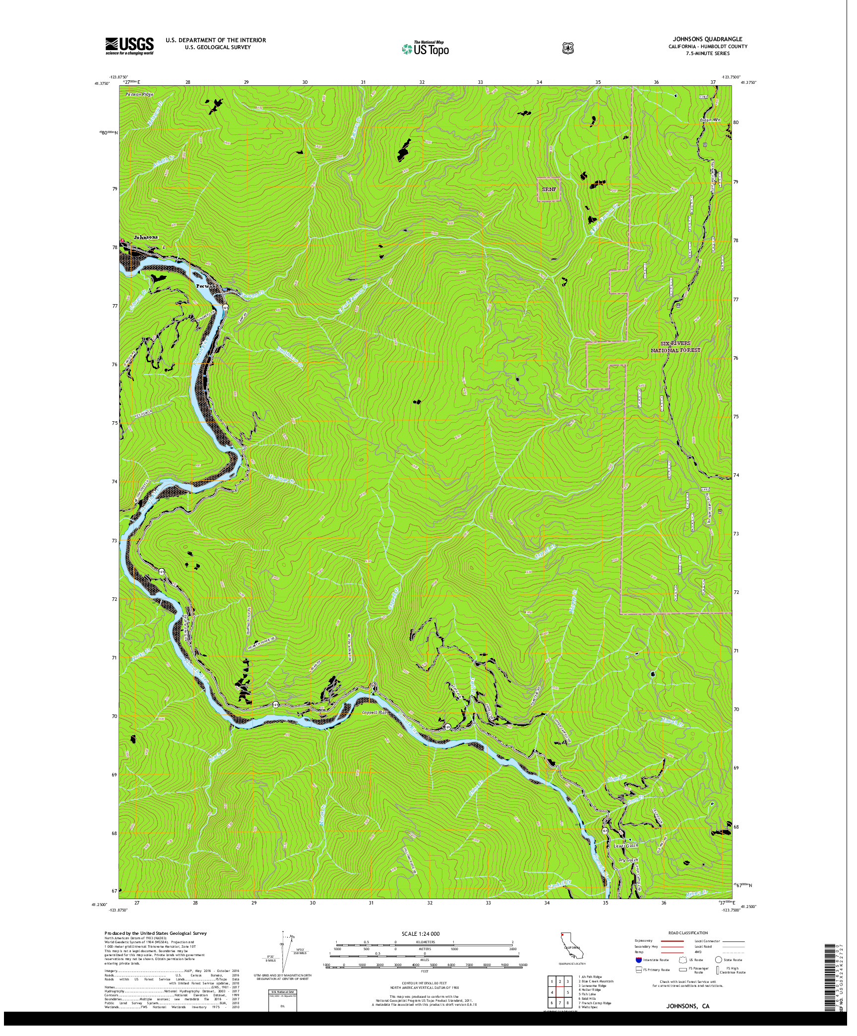 USGS US TOPO 7.5-MINUTE MAP FOR JOHNSONS, CA 2018