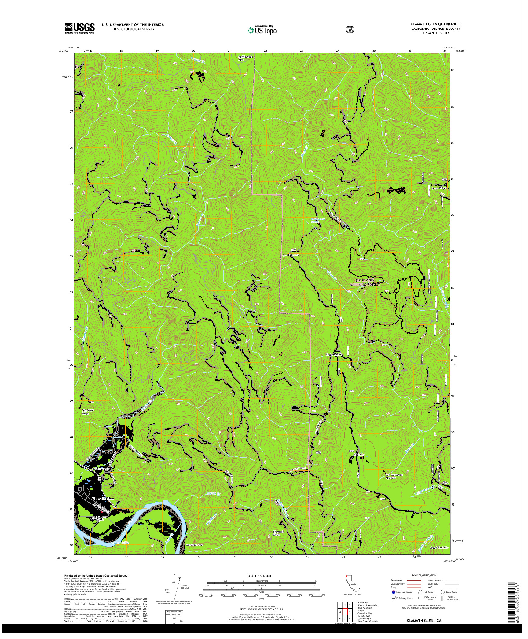 USGS US TOPO 7.5-MINUTE MAP FOR KLAMATH GLEN, CA 2018