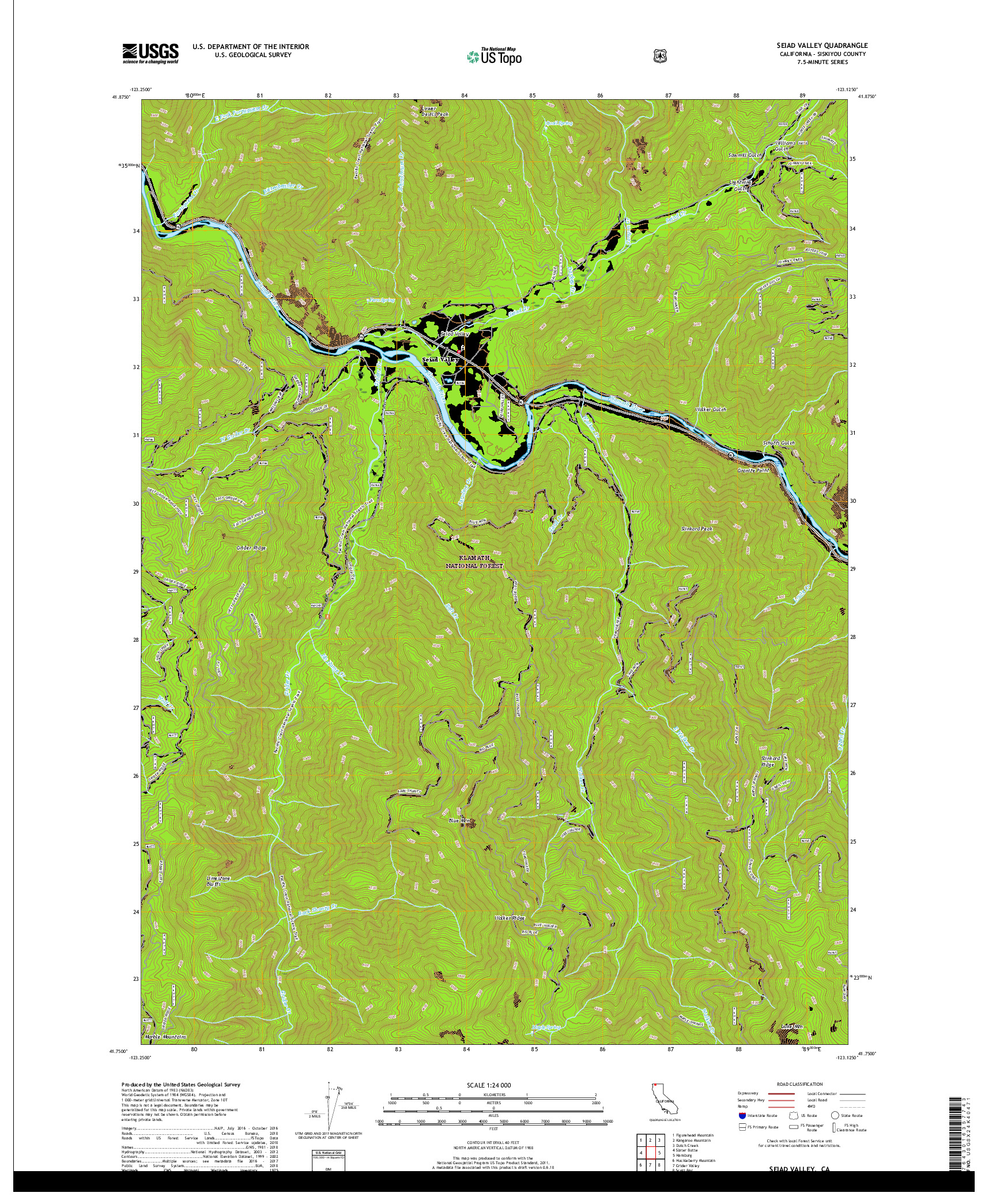 USGS US TOPO 7.5-MINUTE MAP FOR SEIAD VALLEY, CA 2018