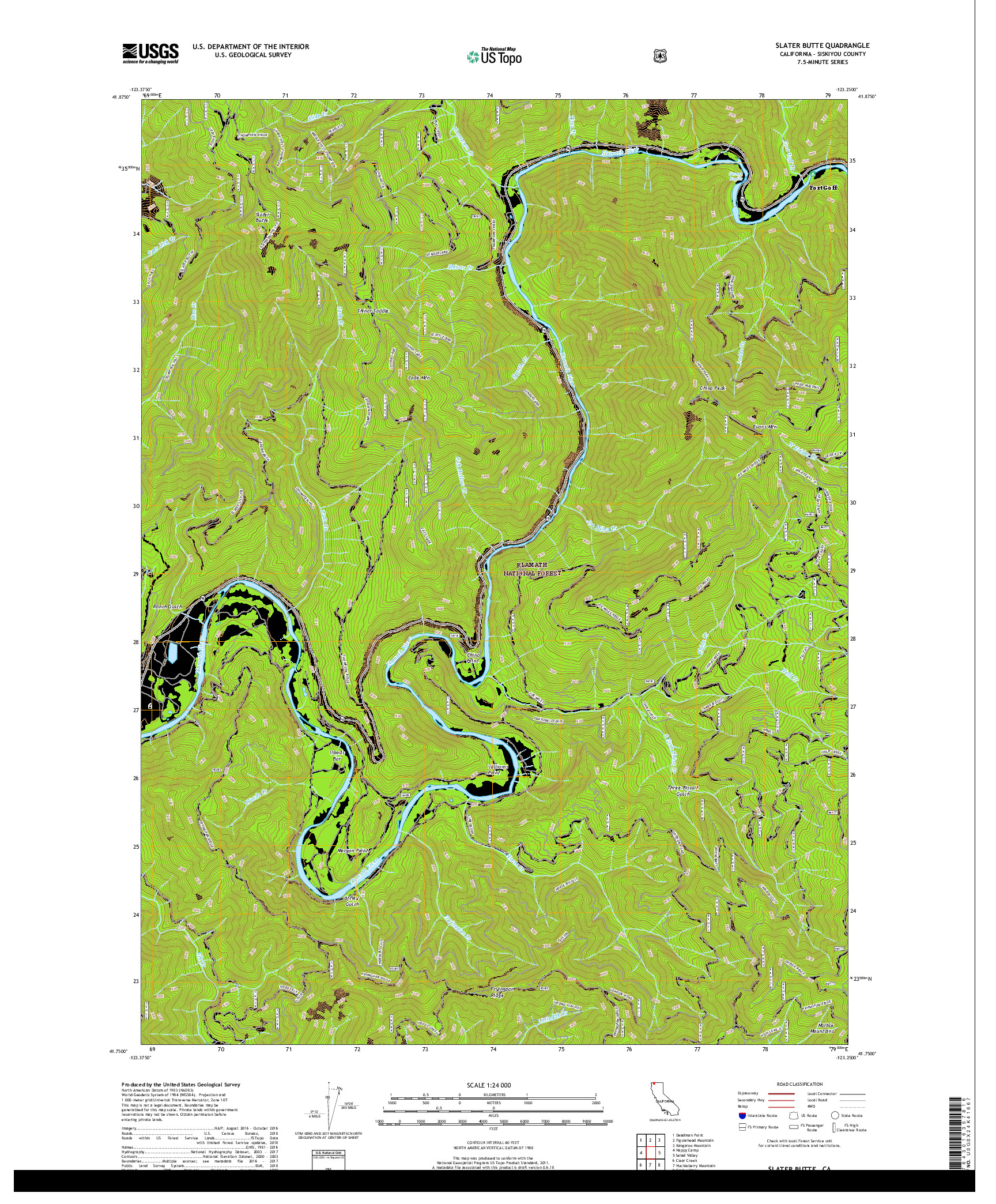 USGS US TOPO 7.5-MINUTE MAP FOR SLATER BUTTE, CA 2018