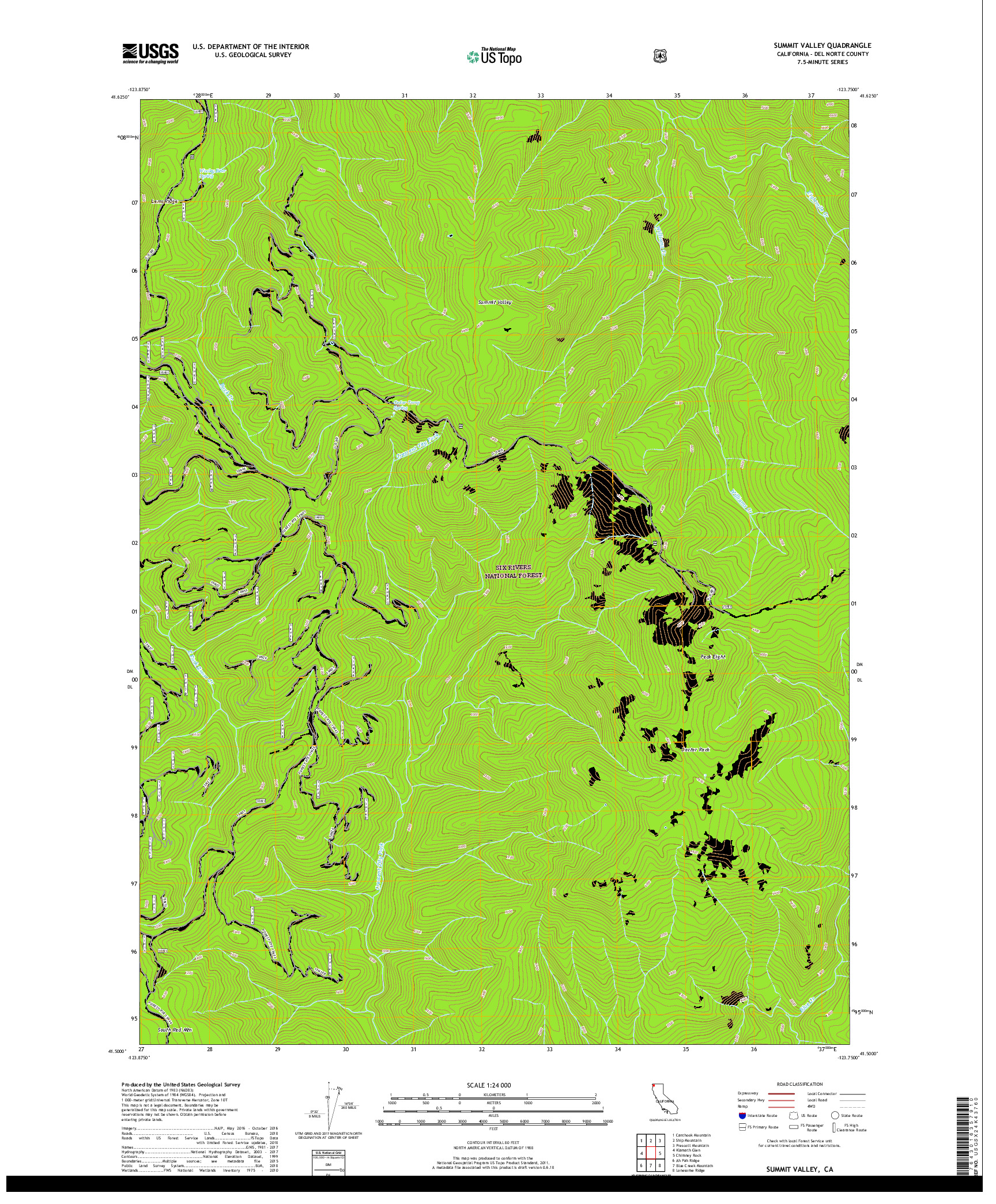 USGS US TOPO 7.5-MINUTE MAP FOR SUMMIT VALLEY, CA 2018