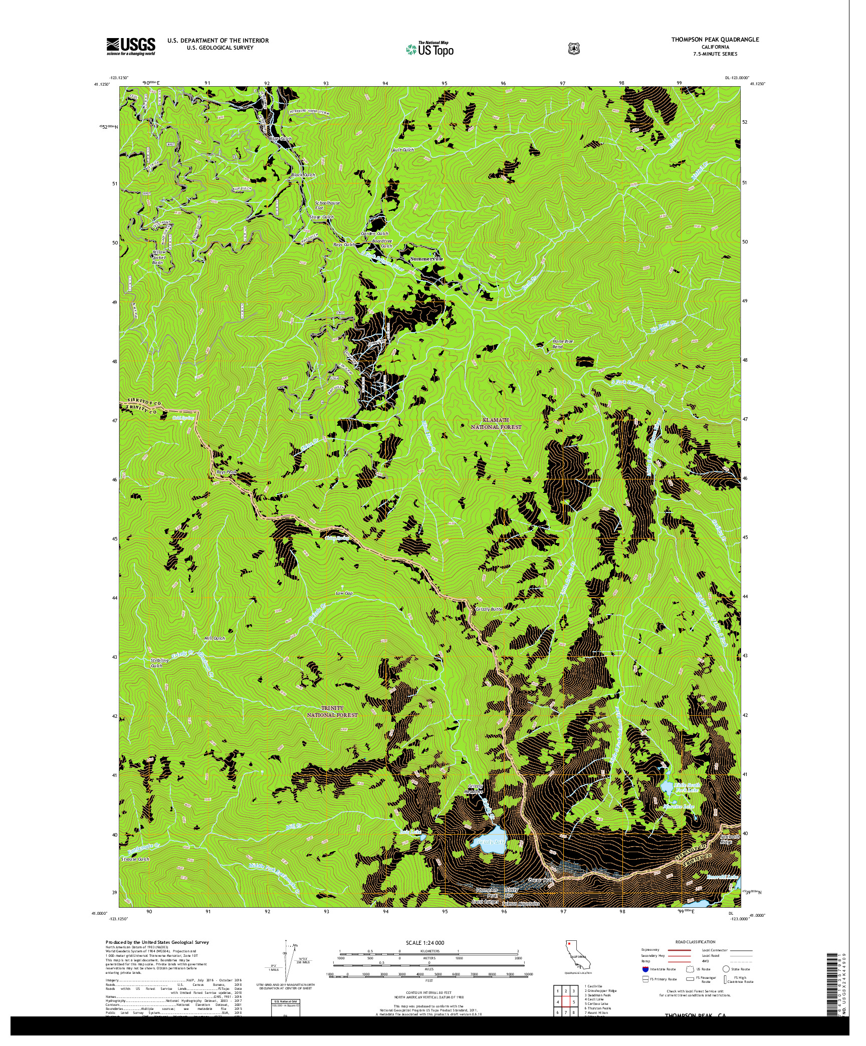 USGS US TOPO 7.5-MINUTE MAP FOR THOMPSON PEAK, CA 2018