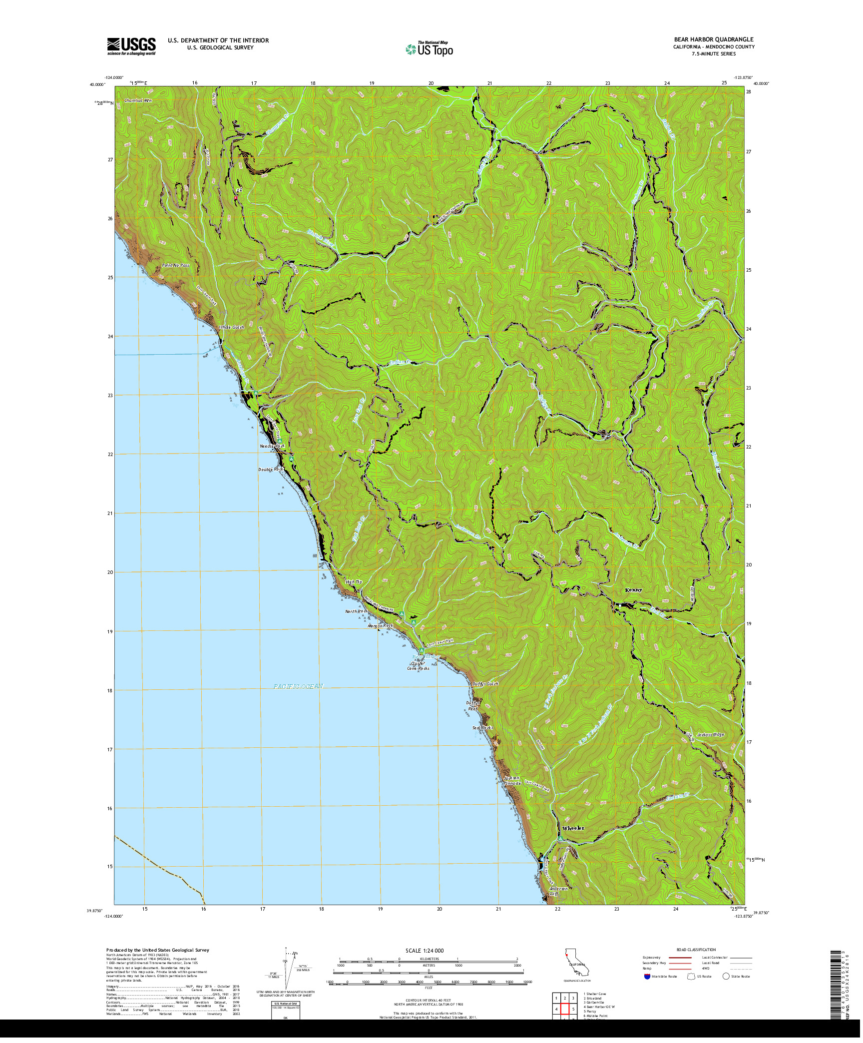 USGS US TOPO 7.5-MINUTE MAP FOR BEAR HARBOR, CA 2018